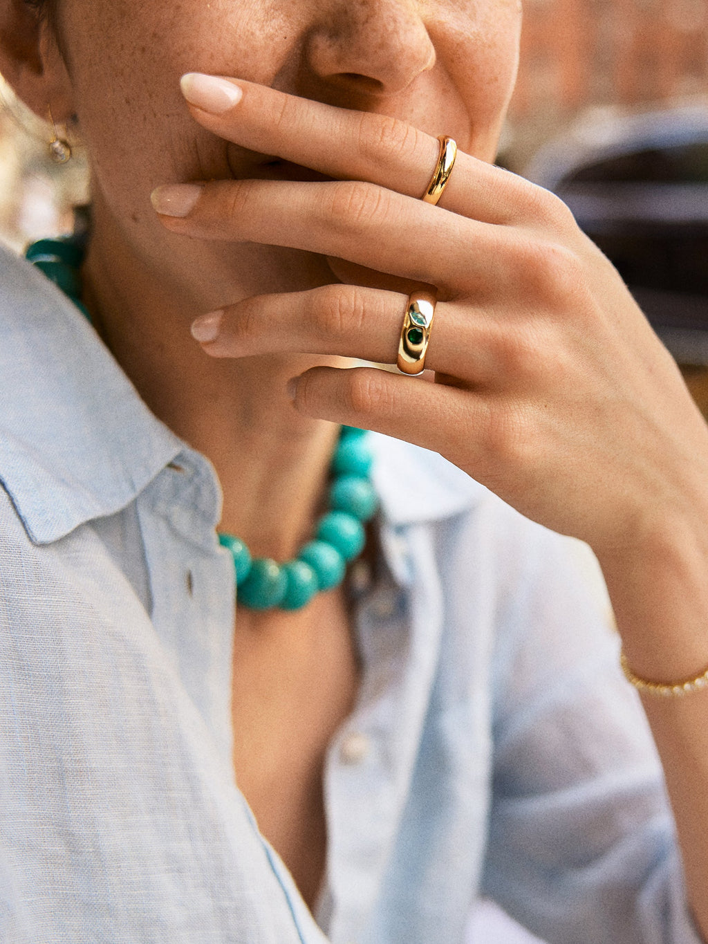 Multi-Stone Puffy Custom Birthstone Ring - Gold