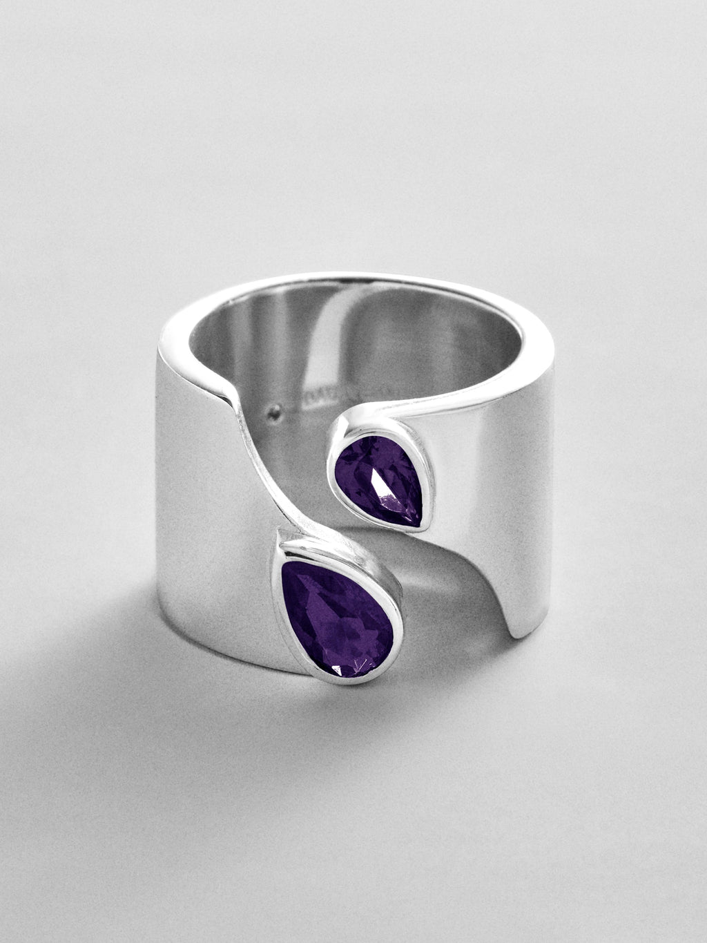 Open Band Custom Birthstone Ring  - Silver