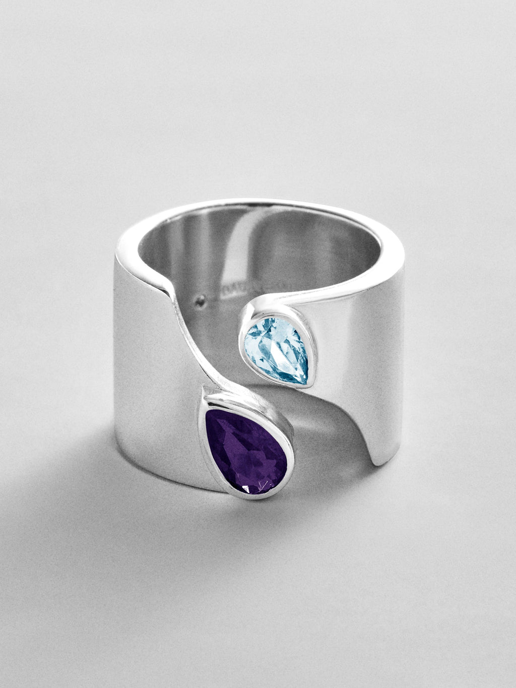 Open Band Custom Birthstone Ring  - Silver