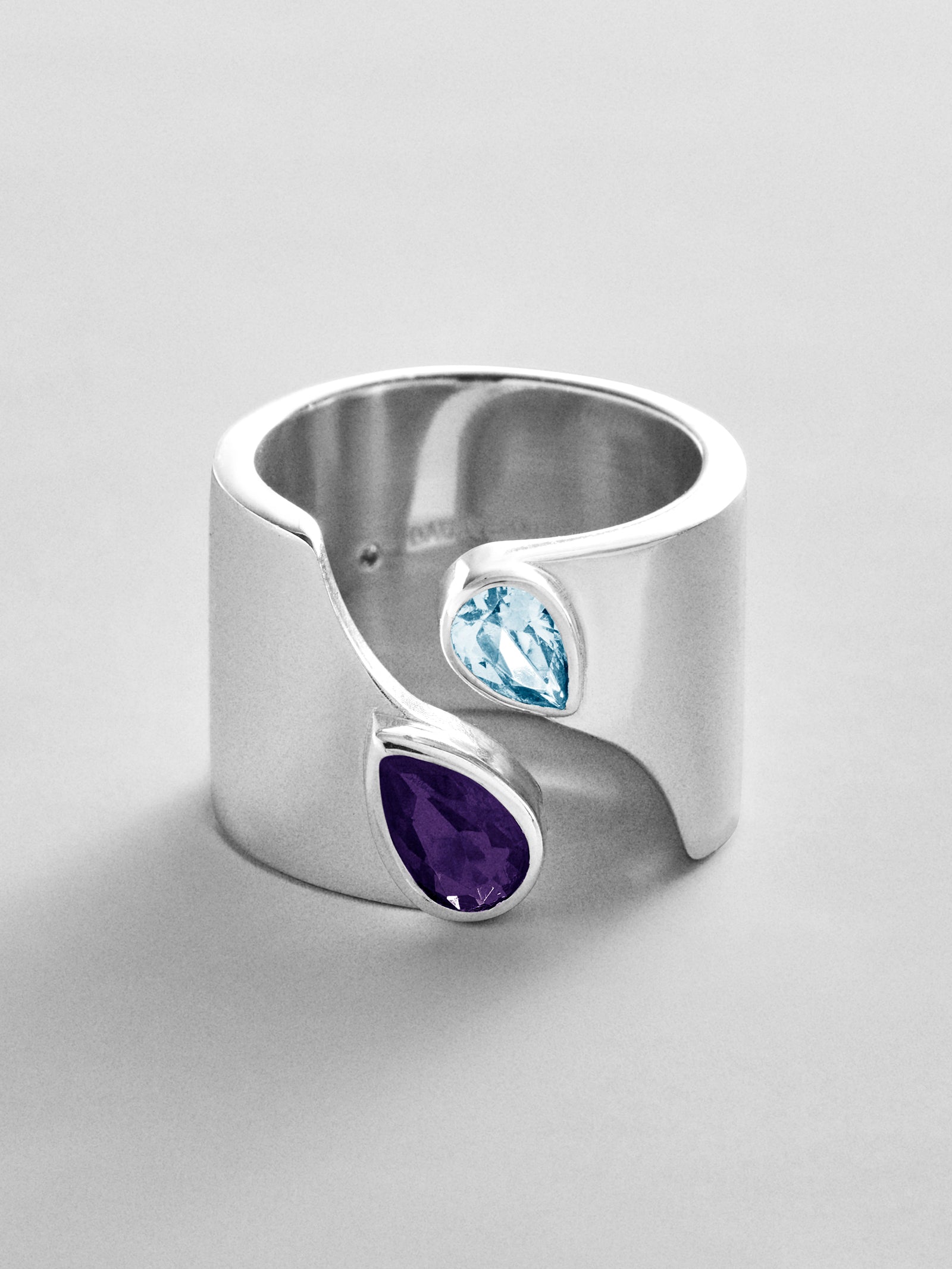 Open Band Custom Birthstone Ring  - Silver