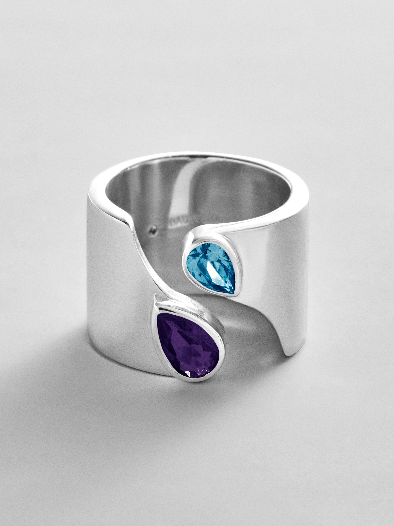 Open Band Custom Birthstone Ring  - Silver