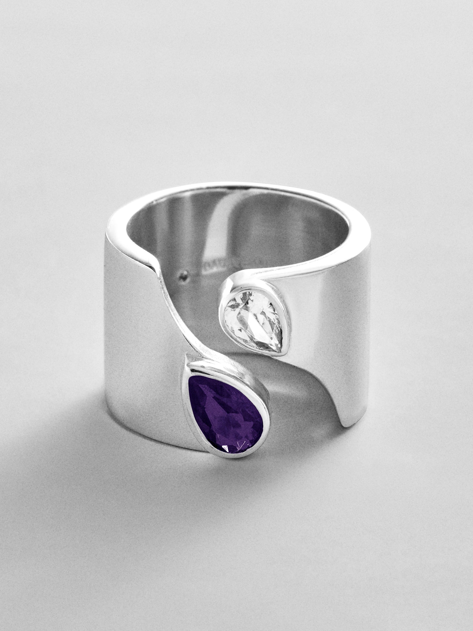 Open Band Custom Birthstone Ring  - Silver