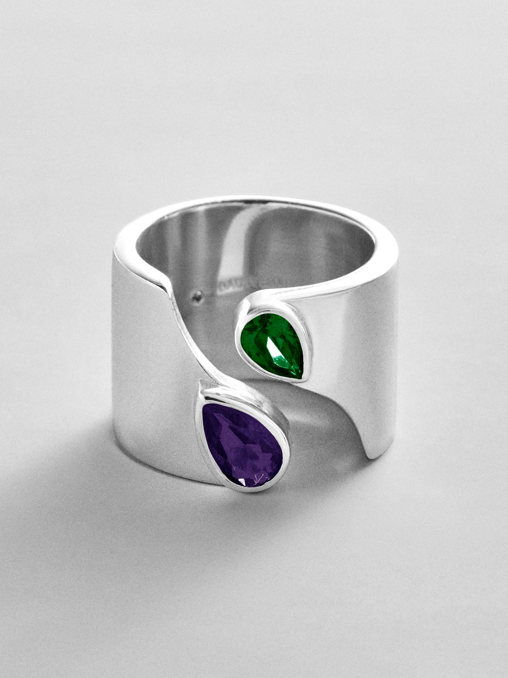Open Band Custom Birthstone Ring  - Silver