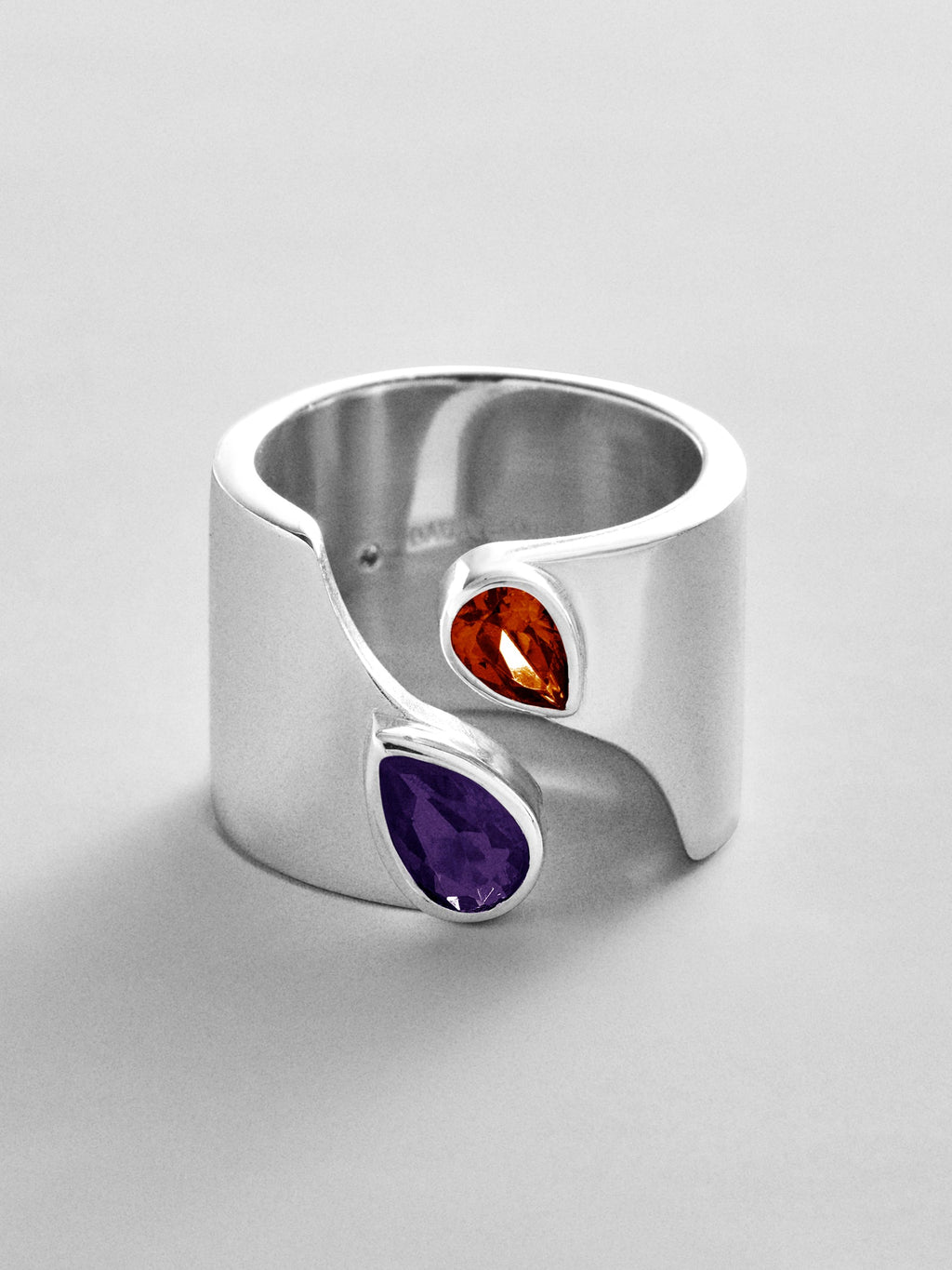 Open Band Custom Birthstone Ring  - Silver