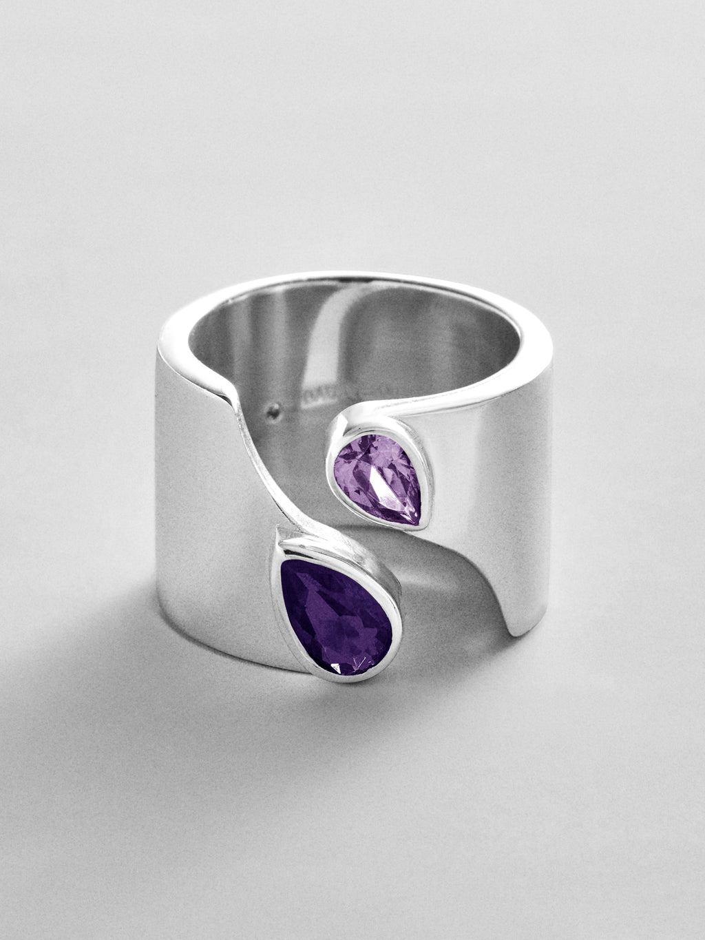 Open Band Custom Birthstone Ring  - Silver