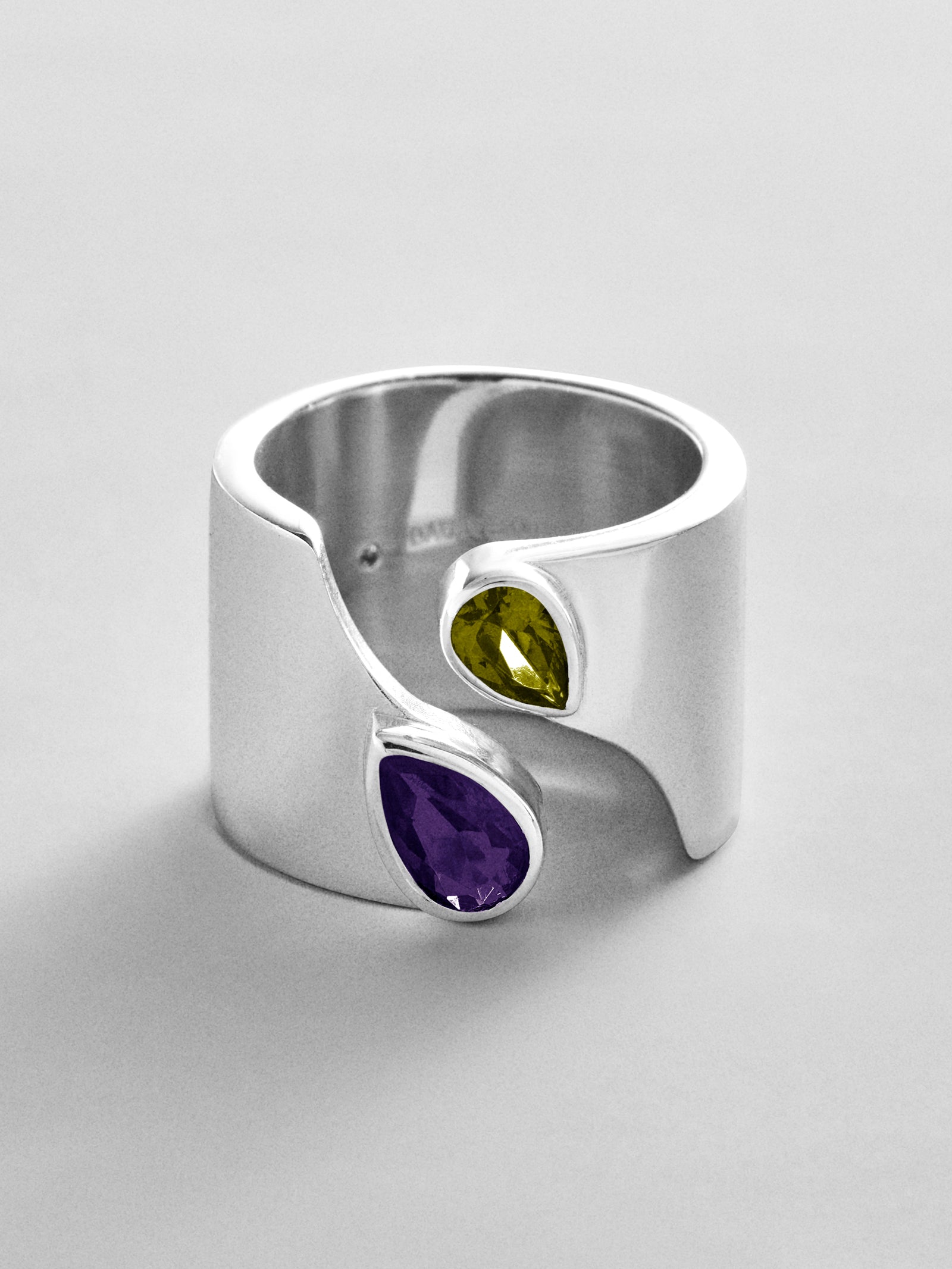 Open Band Custom Birthstone Ring  - Silver