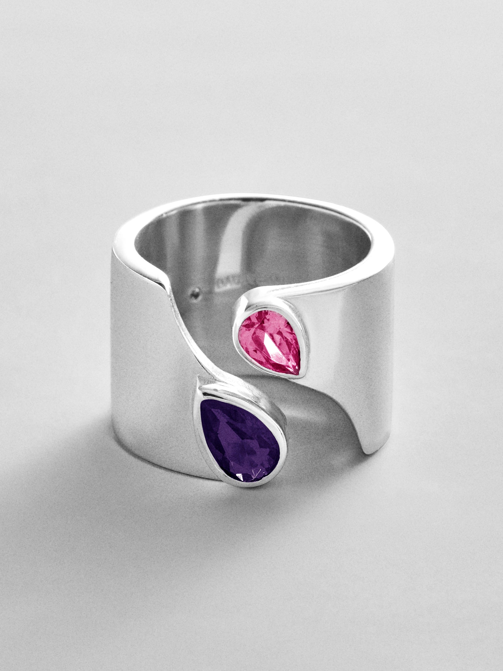 Open Band Custom Birthstone Ring  - Silver
