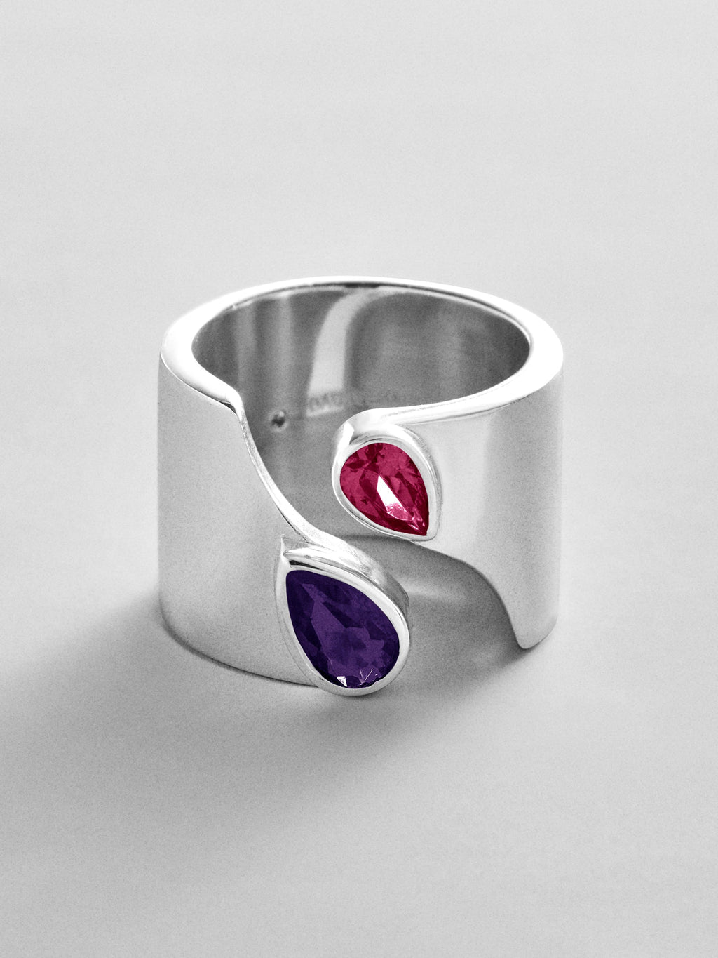 Open Band Custom Birthstone Ring  - Silver
