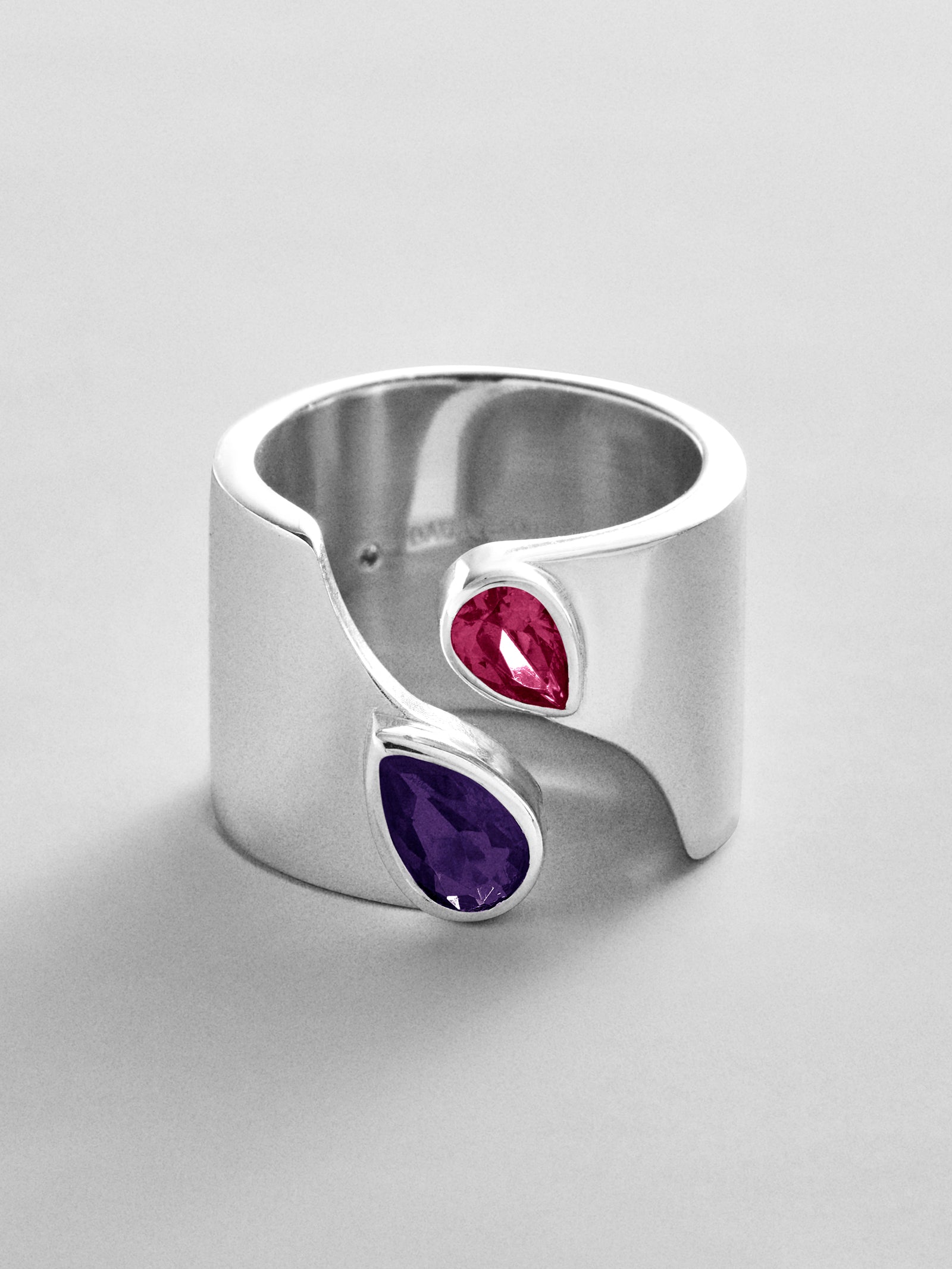 Open Band Custom Birthstone Ring  - Silver