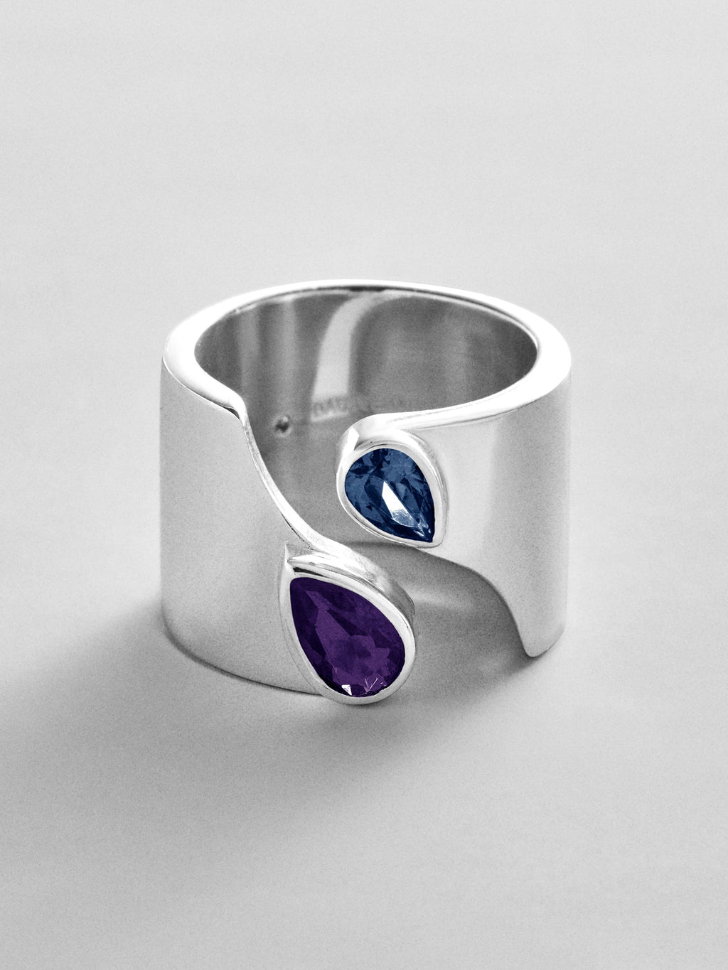 Open Band Custom Birthstone Ring  - Silver