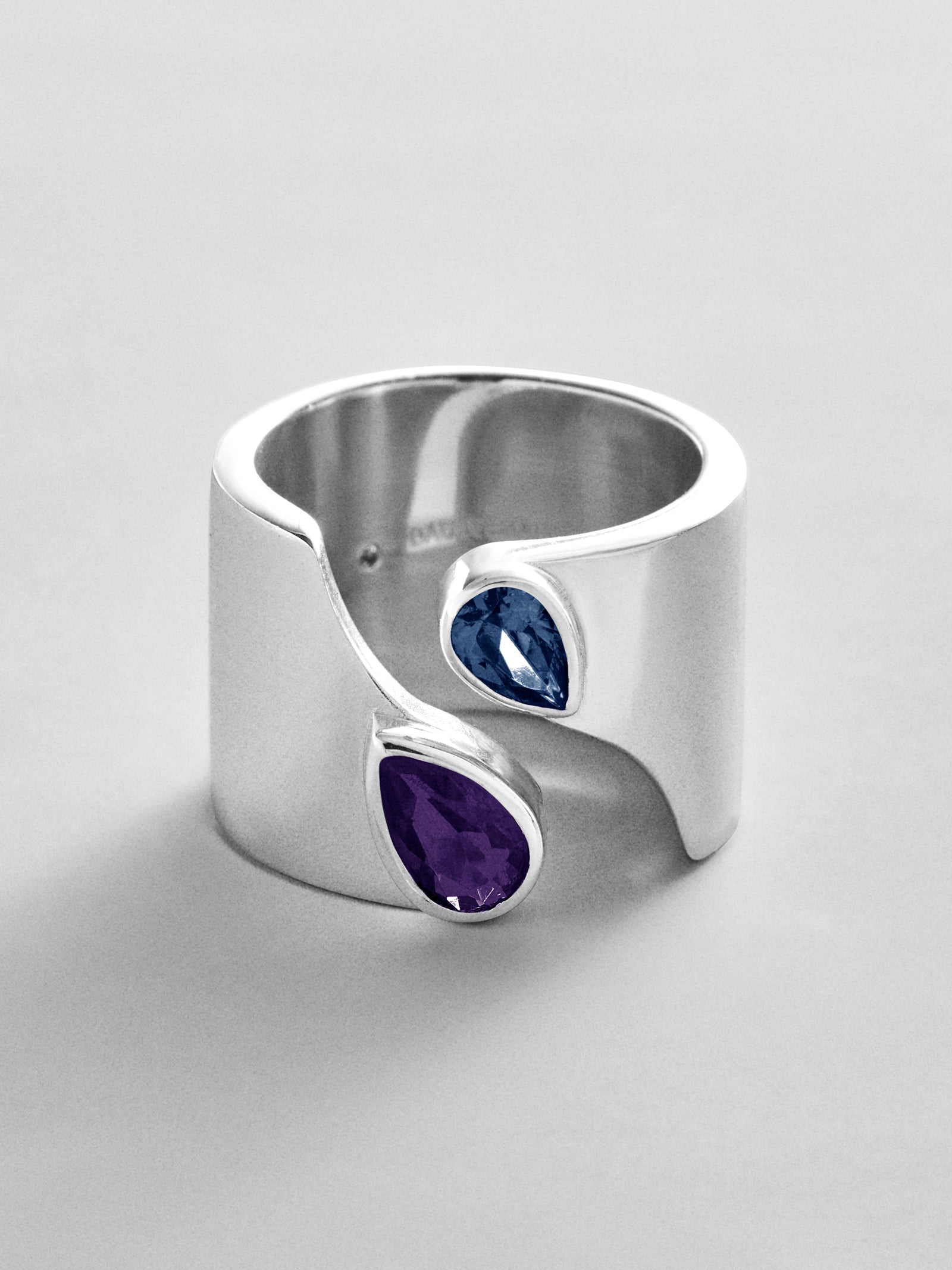 Open Band Custom Birthstone Ring  - Silver