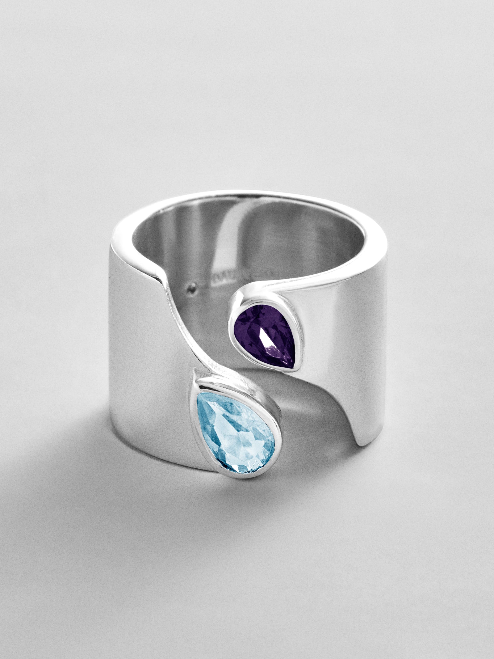 Open Band Custom Birthstone Ring  - Silver