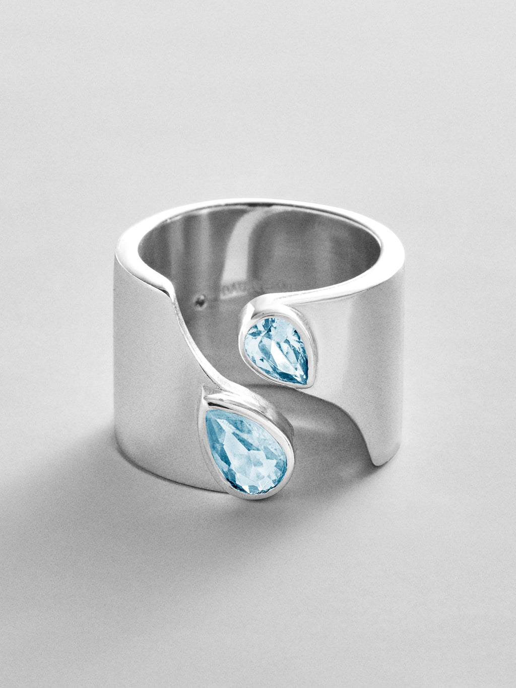 Open Band Custom Birthstone Ring  - Silver