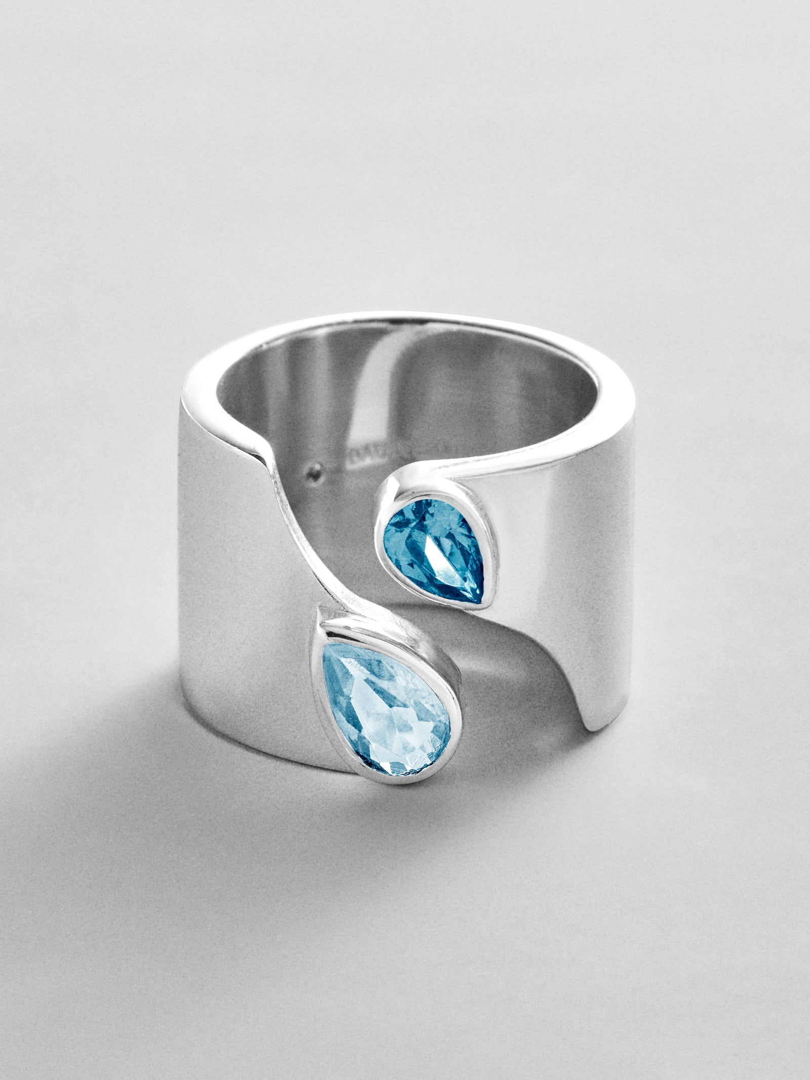 Open Band Custom Birthstone Ring  - Silver
