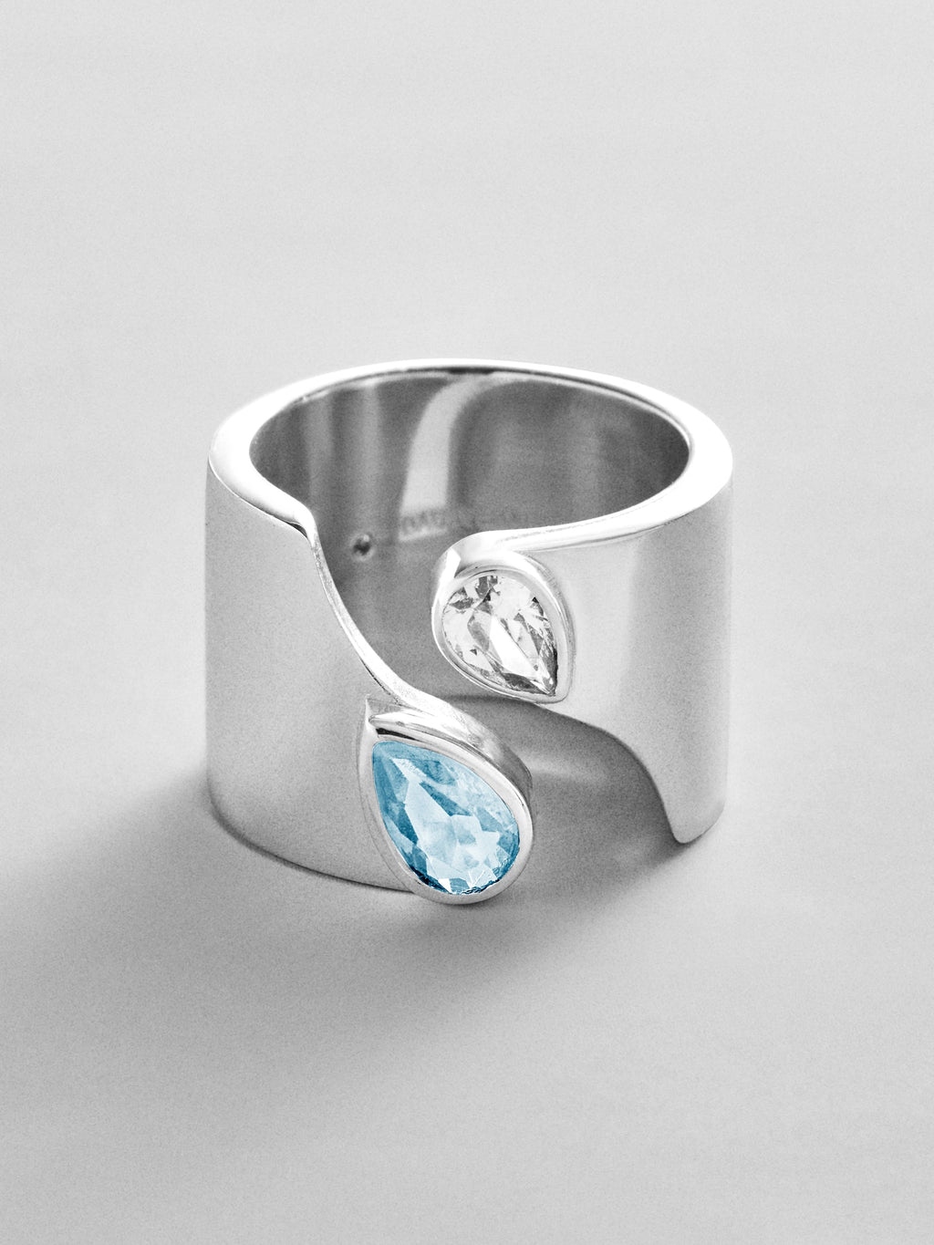 Open Band Custom Birthstone Ring  - Silver
