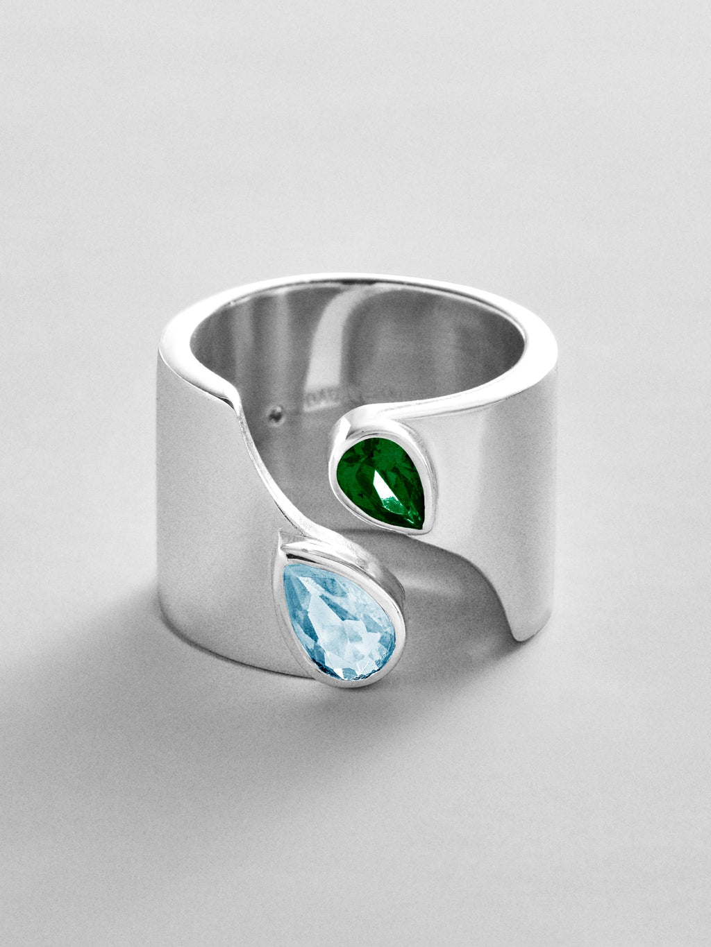 Open Band Custom Birthstone Ring  - Silver
