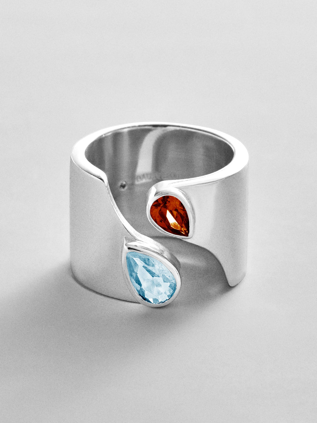 Open Band Custom Birthstone Ring  - Silver