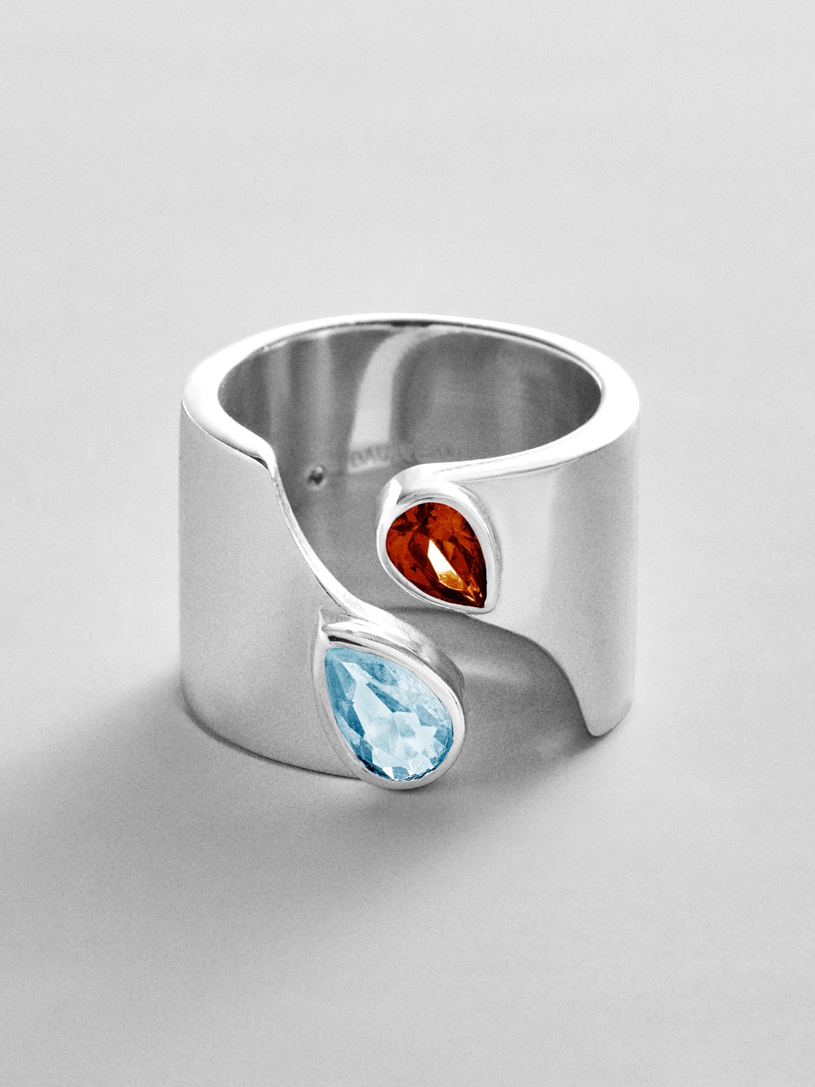 Open Band Custom Birthstone Ring  - Silver
