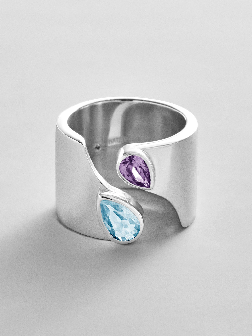 Open Band Custom Birthstone Ring  - Silver