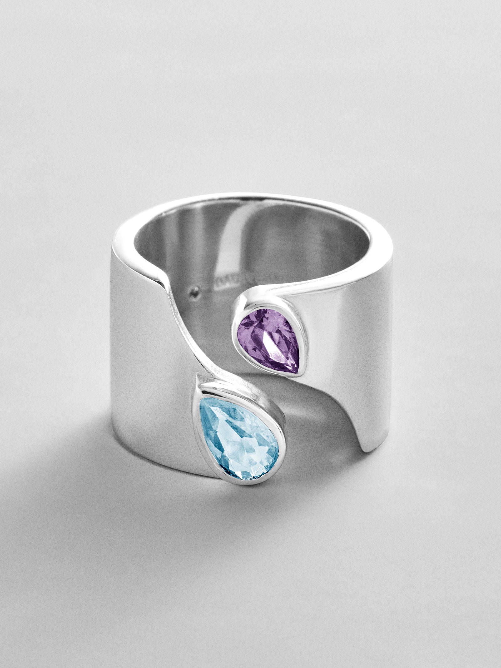 Open Band Custom Birthstone Ring  - Silver