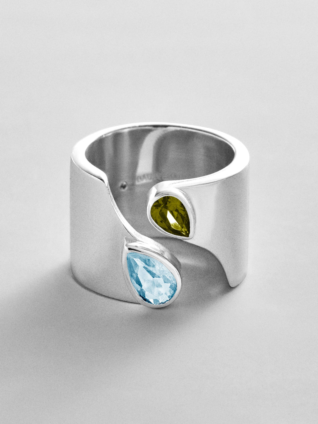 Open Band Custom Birthstone Ring  - Silver