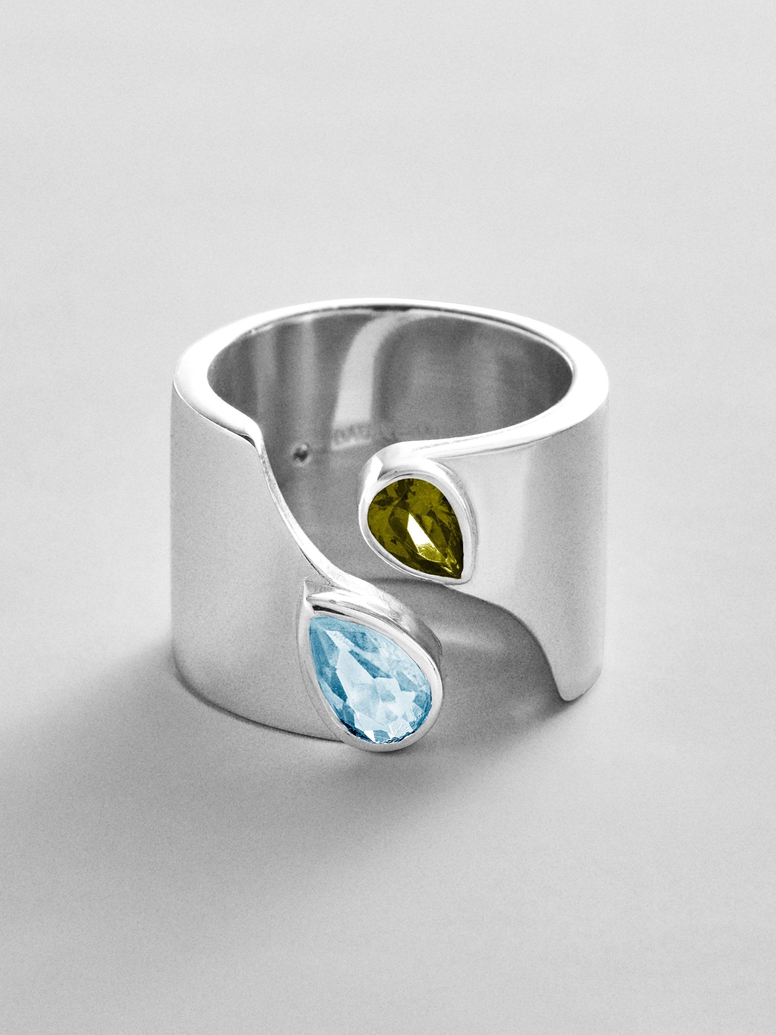 Open Band Custom Birthstone Ring  - Silver