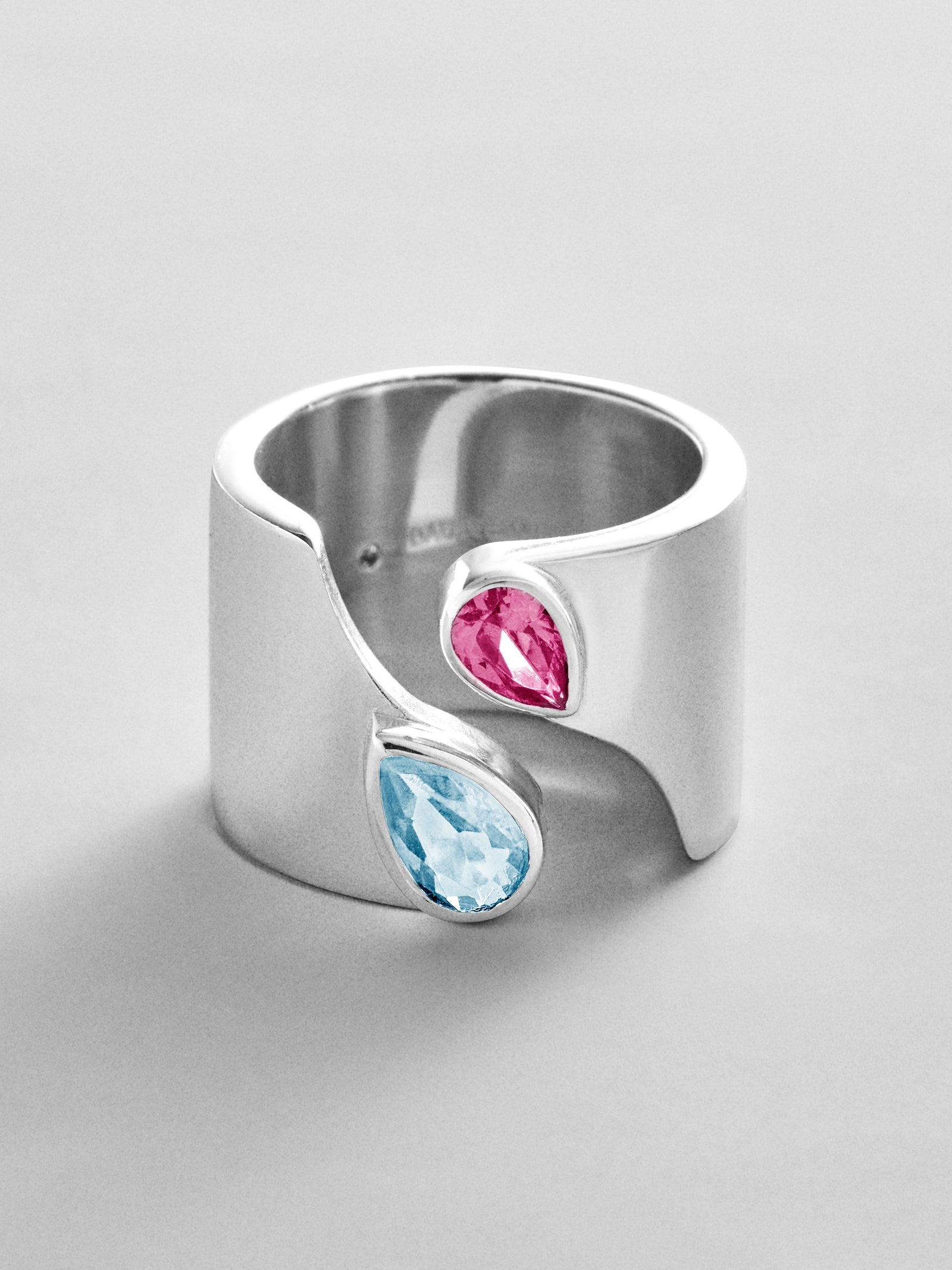 Open Band Custom Birthstone Ring  - Silver
