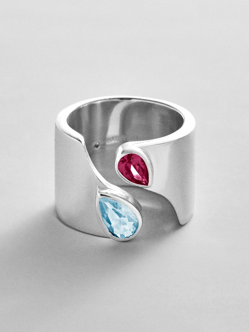 Open Band Custom Birthstone Ring  - Silver