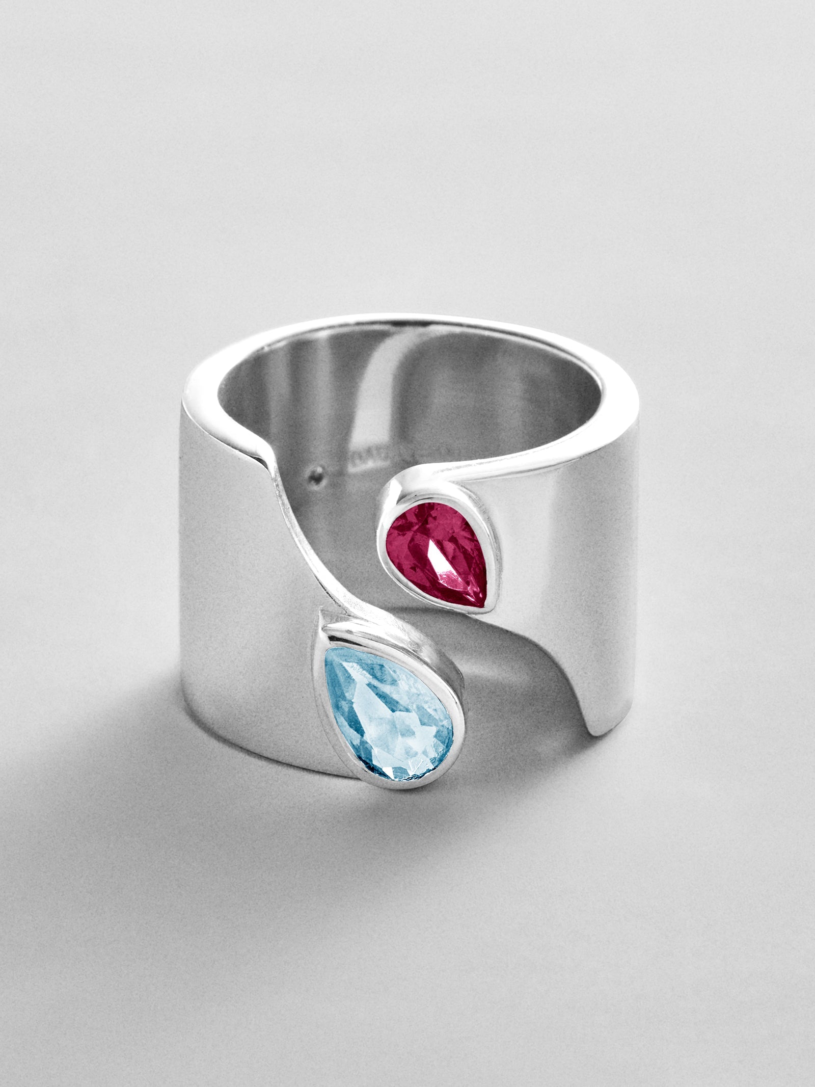Open Band Custom Birthstone Ring  - Silver