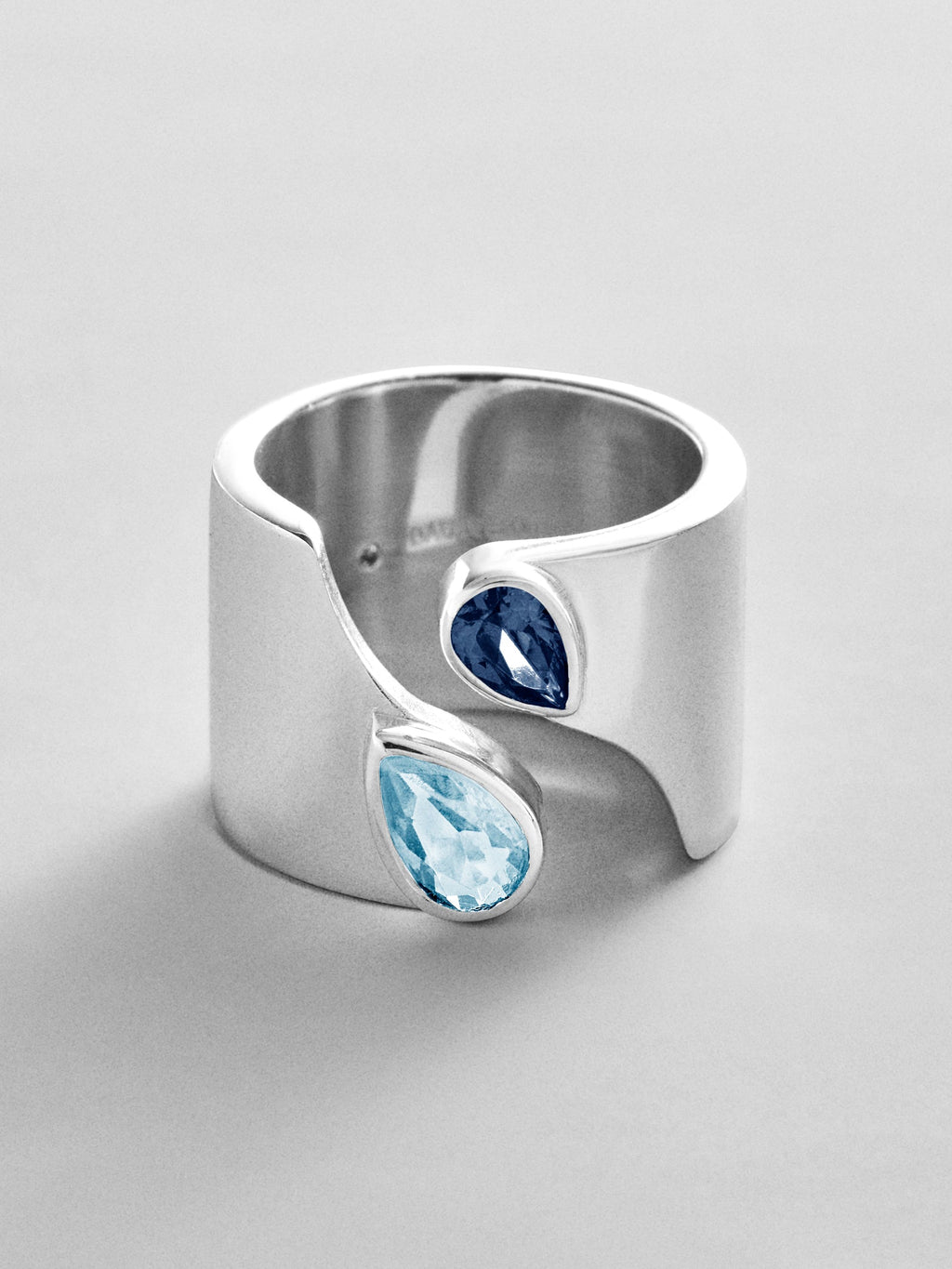 Open Band Custom Birthstone Ring  - Silver