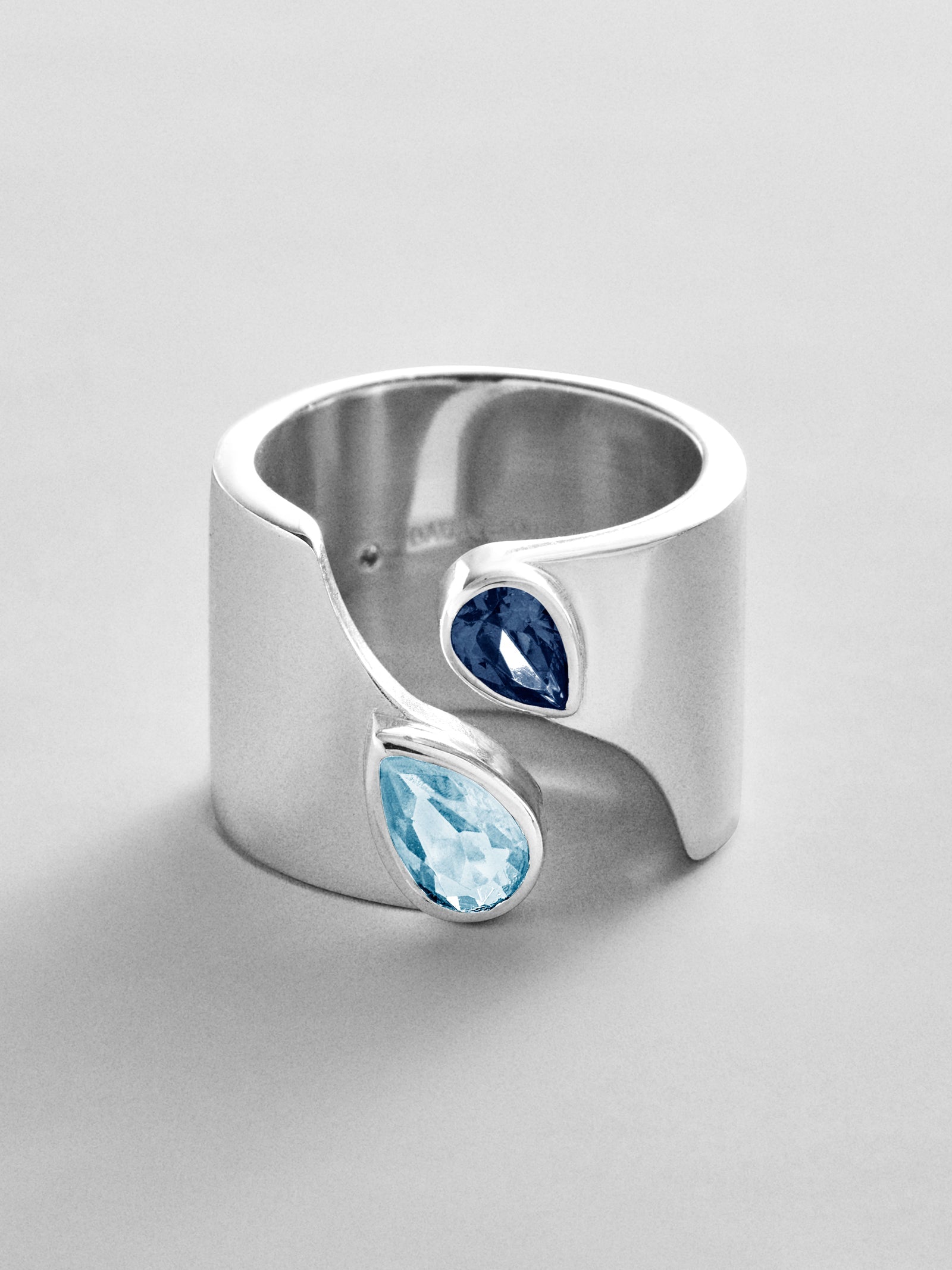 Open Band Custom Birthstone Ring  - Silver