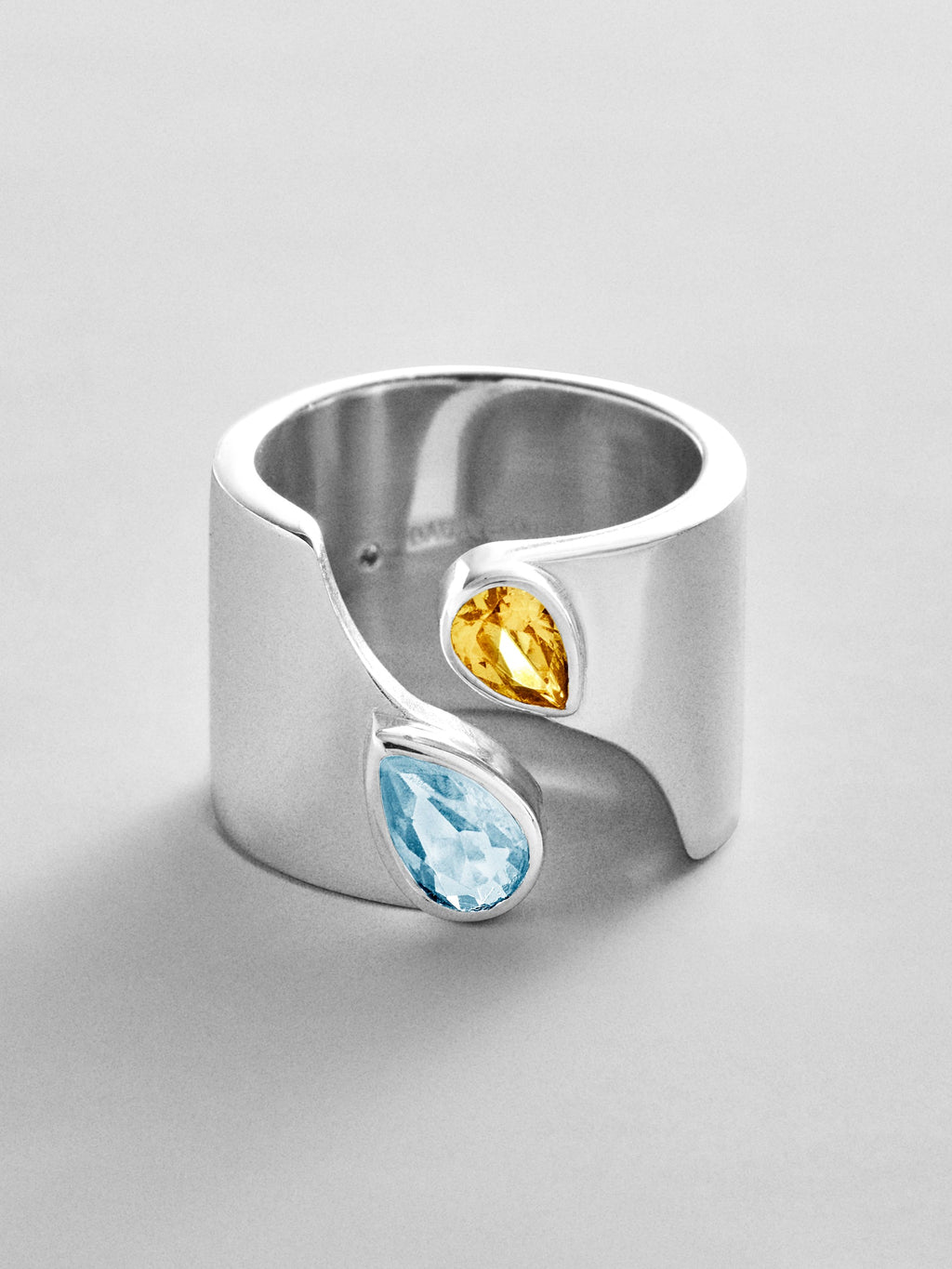 Open Band Custom Birthstone Ring  - Silver