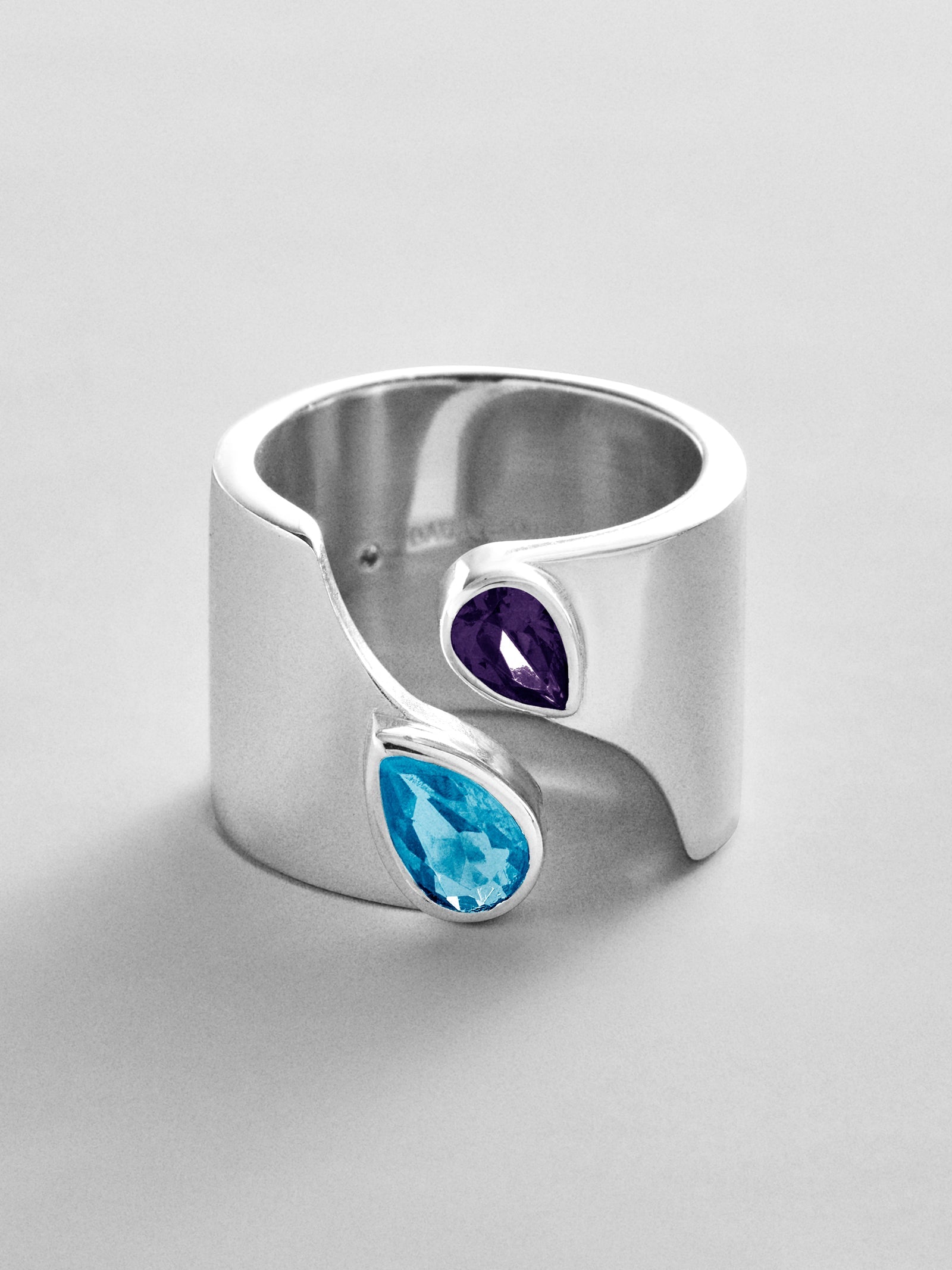 Open Band Custom Birthstone Ring  - Silver