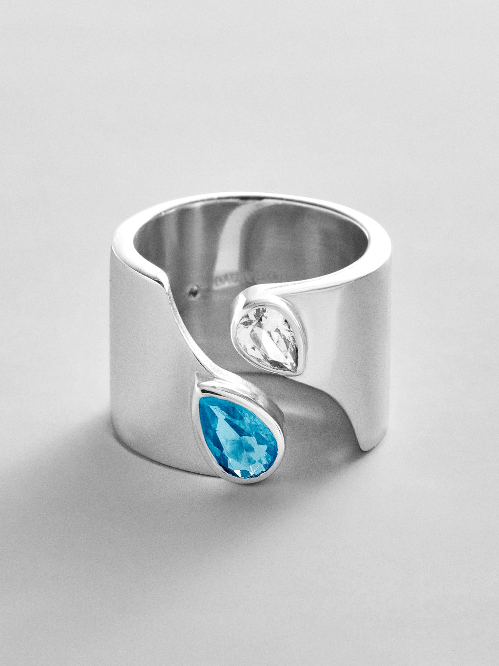 Open Band Custom Birthstone Ring  - Silver