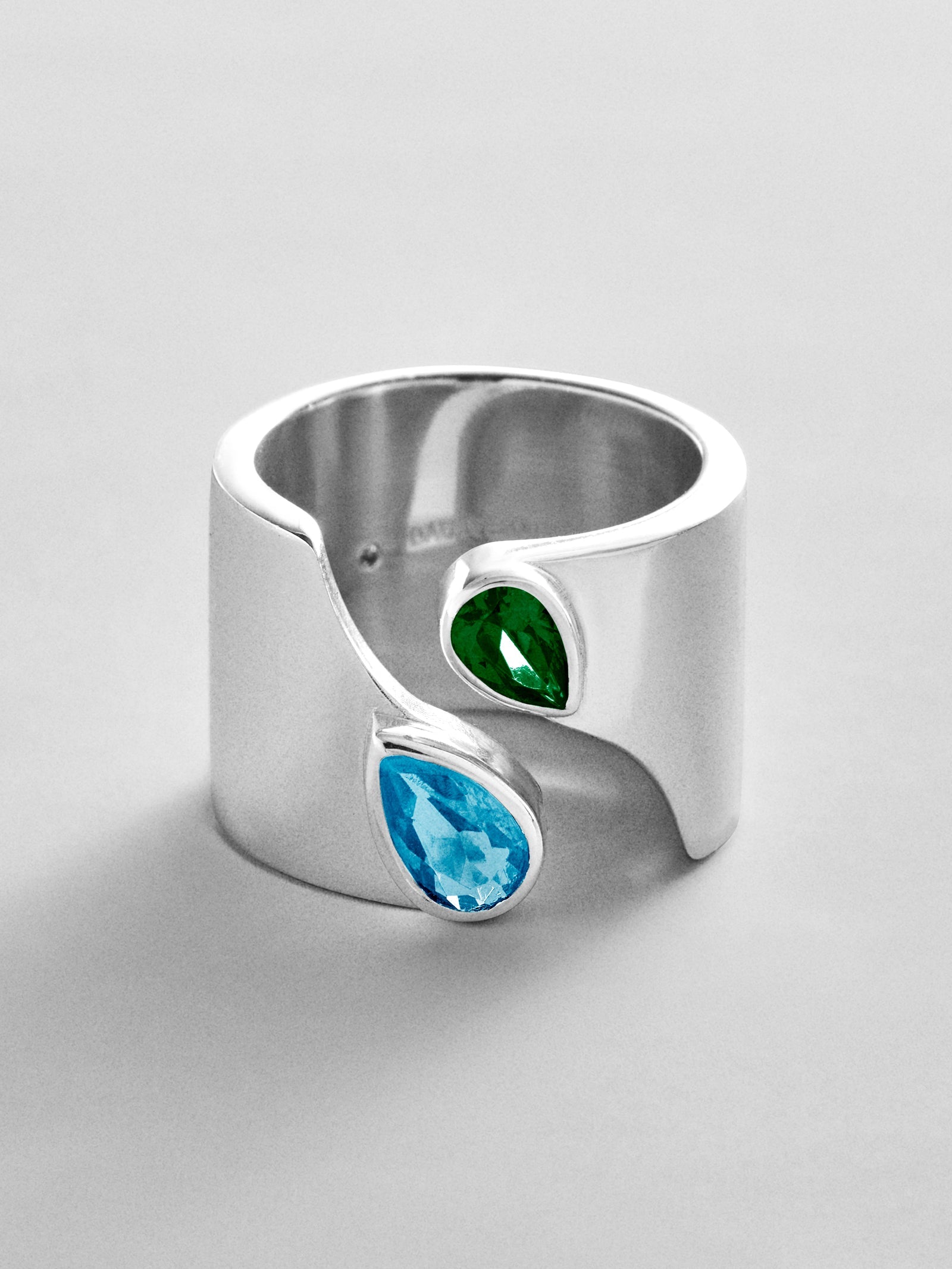 Open Band Custom Birthstone Ring  - Silver