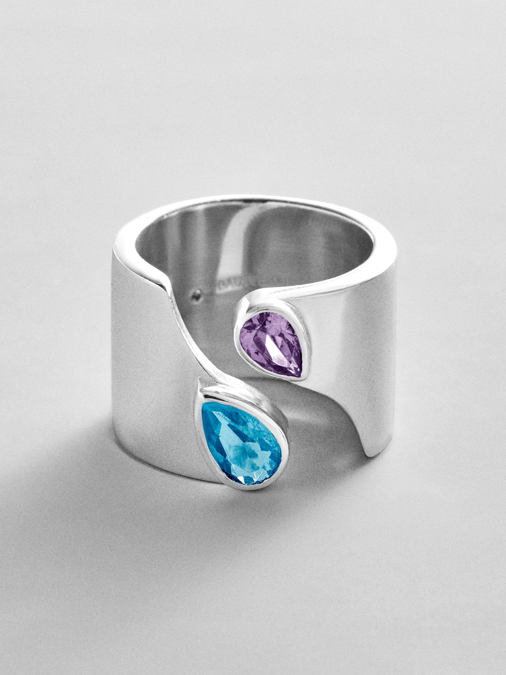 Open Band Custom Birthstone Ring  - Silver