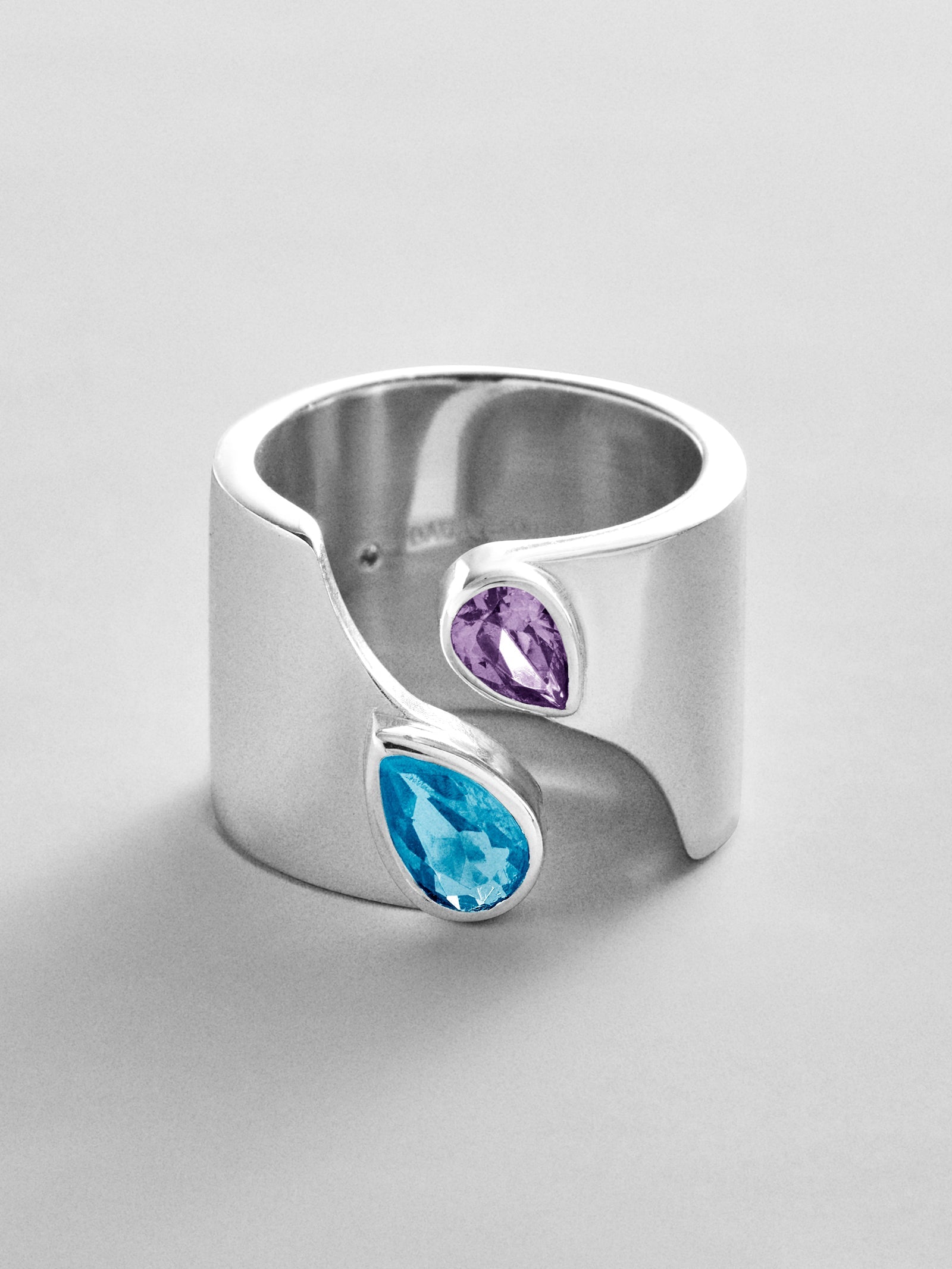 Open Band Custom Birthstone Ring  - Silver