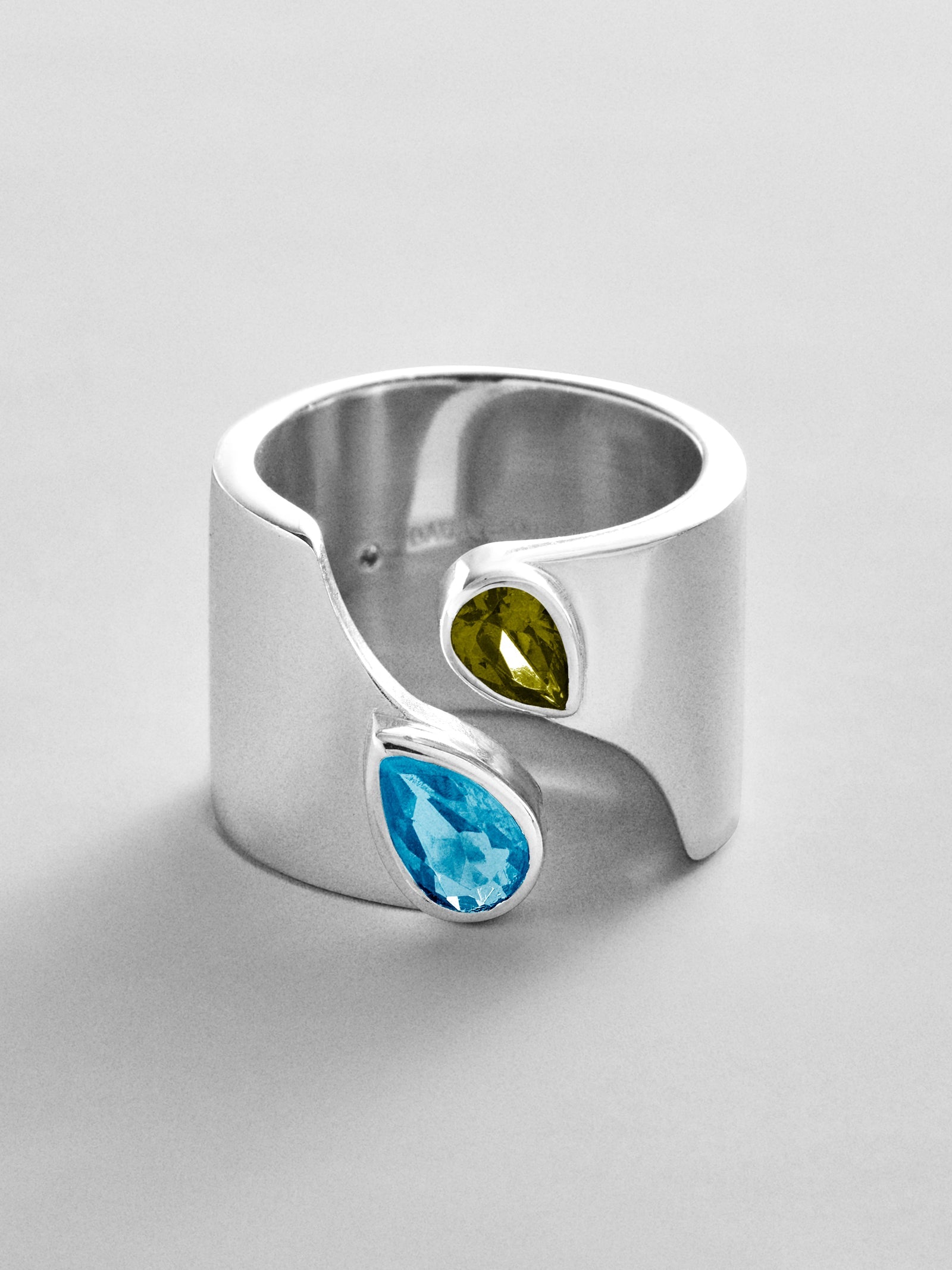 Open Band Custom Birthstone Ring  - Silver