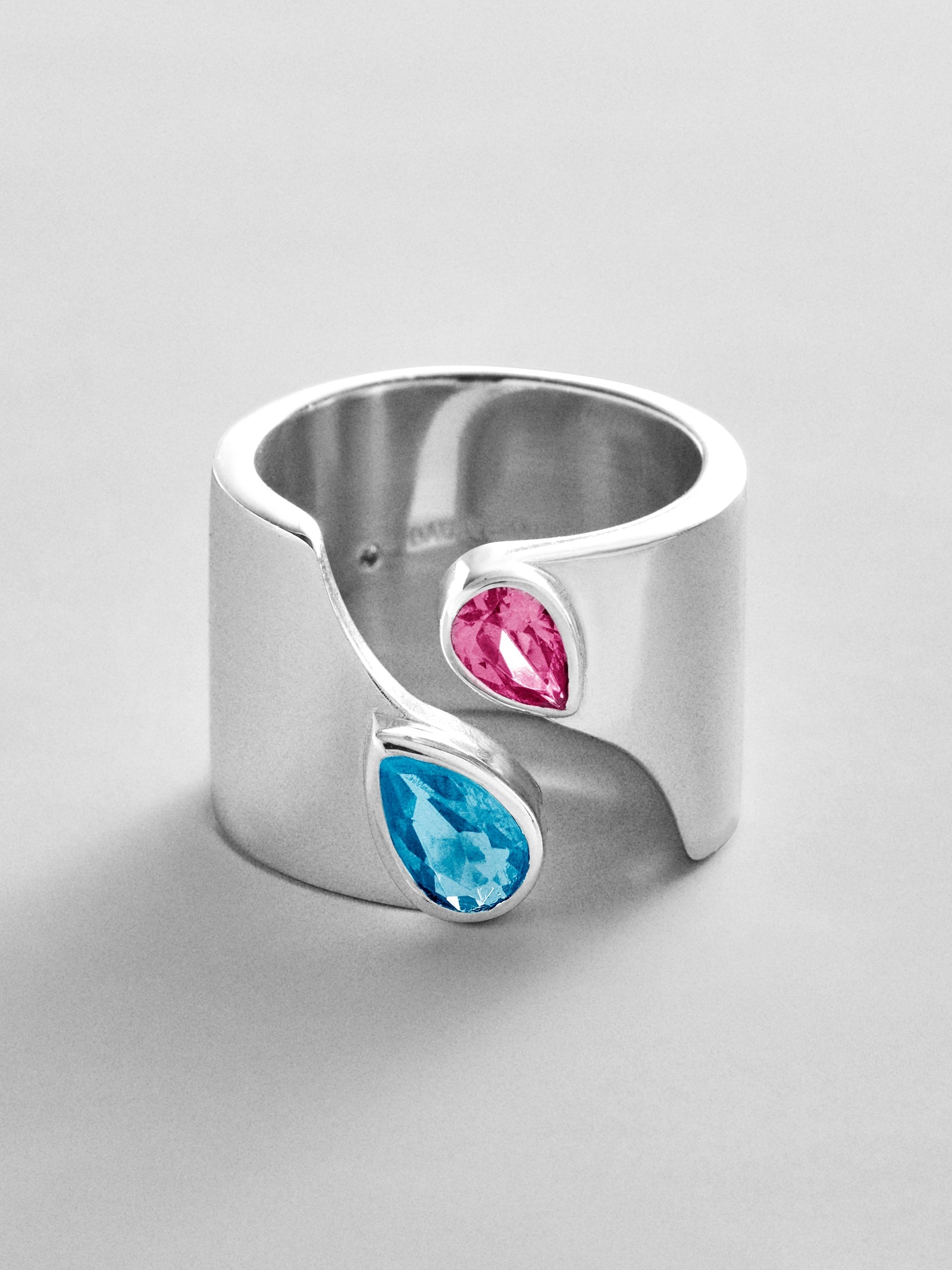 Open Band Custom Birthstone Ring  - Silver