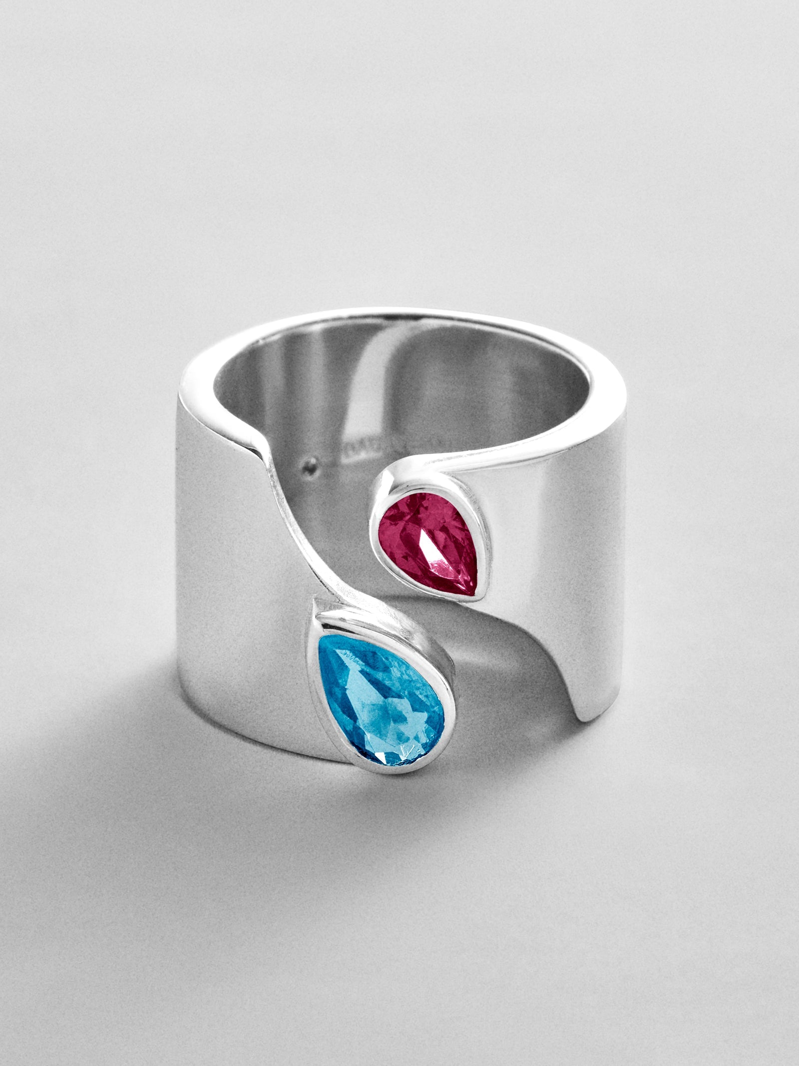 Open Band Custom Birthstone Ring  - Silver