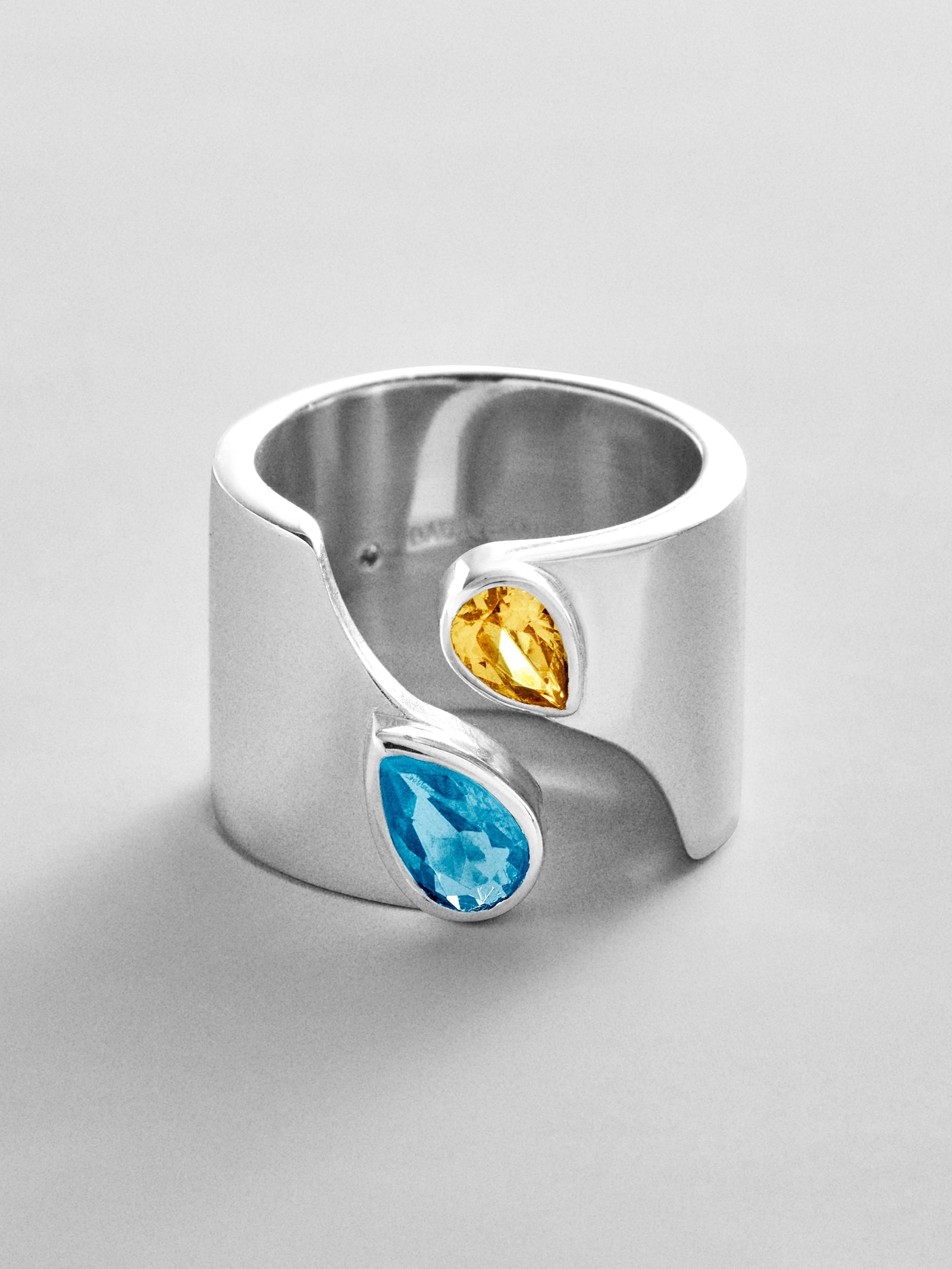 Open Band Custom Birthstone Ring  - Silver