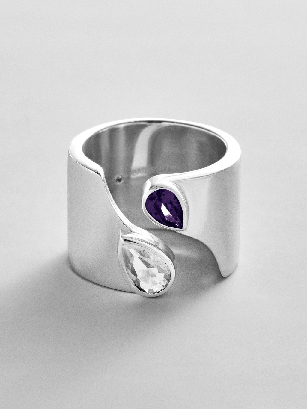 Open Band Custom Birthstone Ring  - Silver