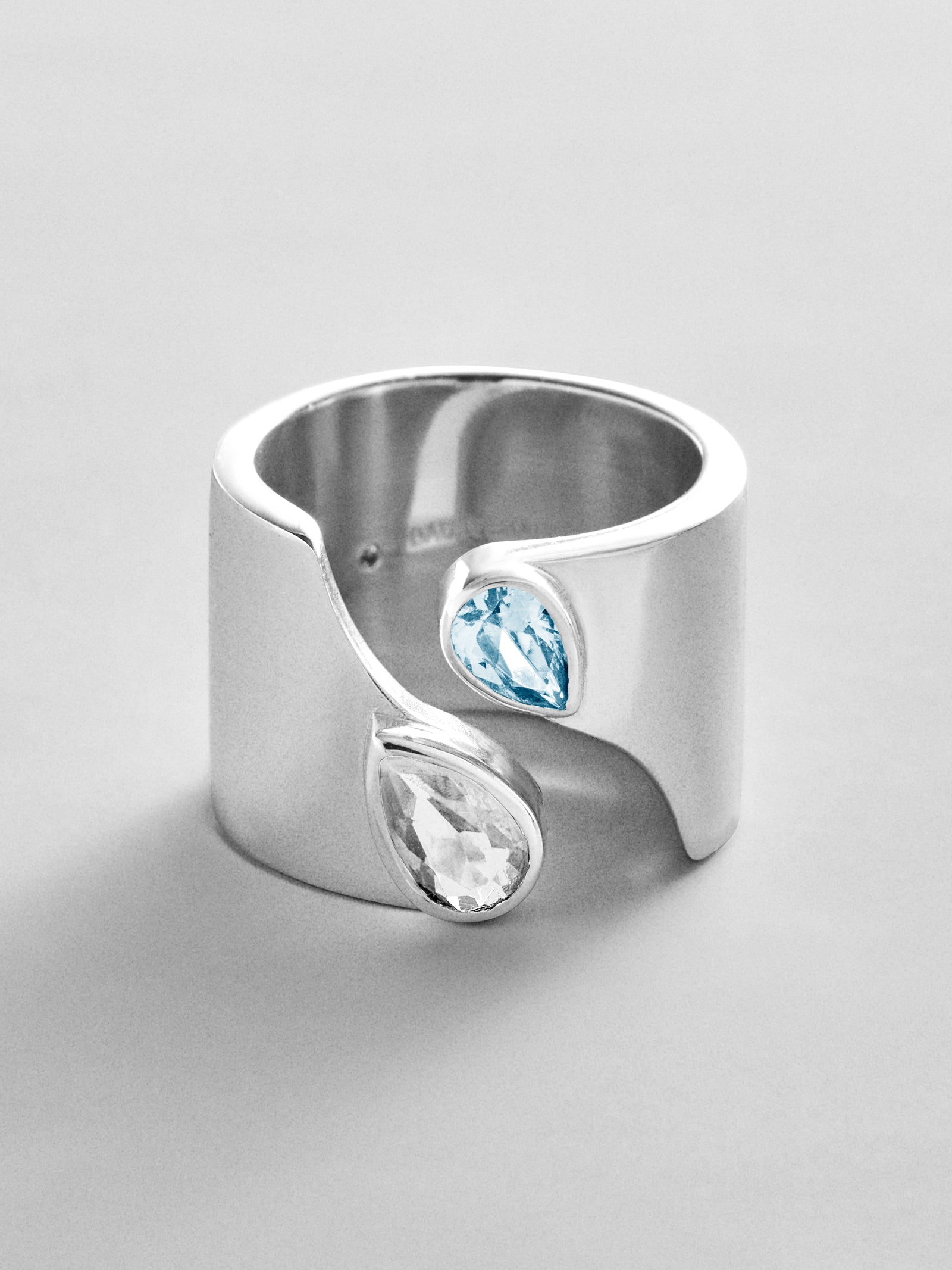 Open Band Custom Birthstone Ring  - Silver
