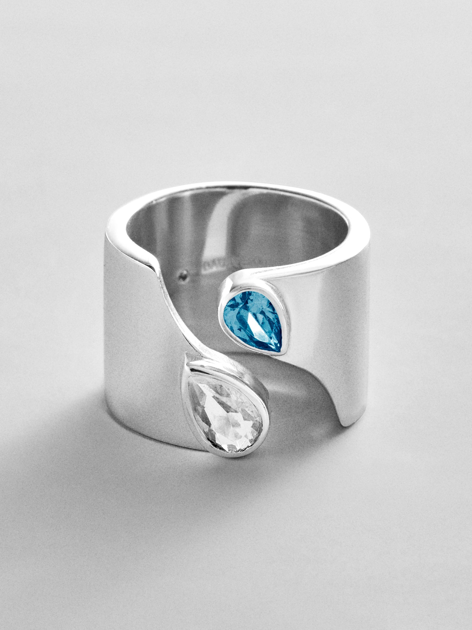 Open Band Custom Birthstone Ring  - Silver