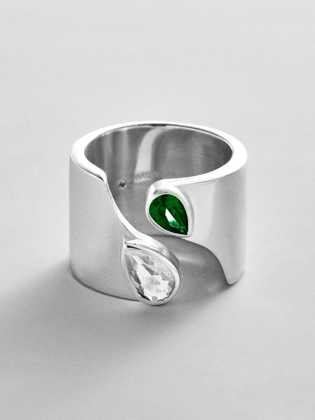 Open Band Custom Birthstone Ring  - Silver