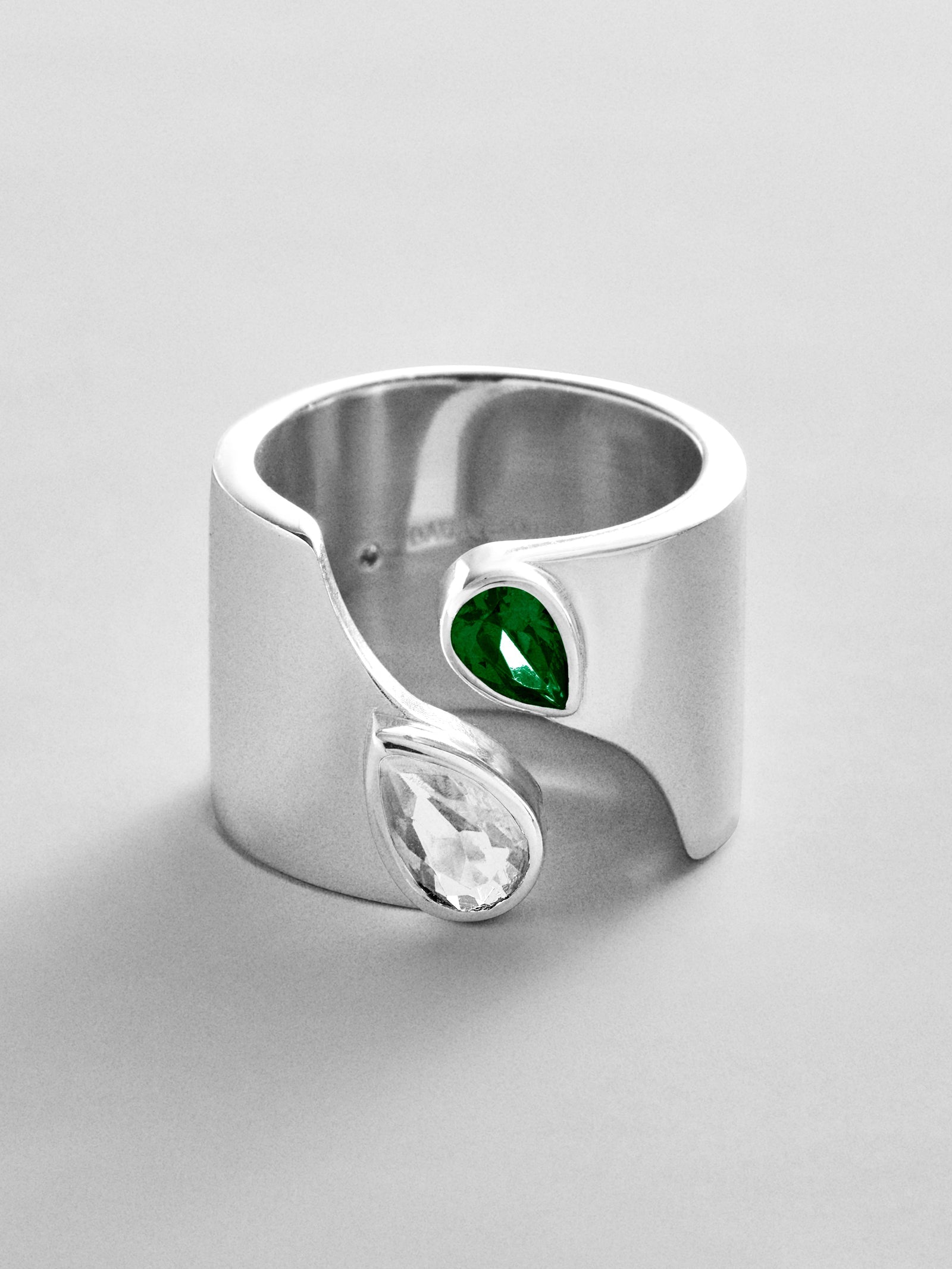 Open Band Custom Birthstone Ring  - Silver