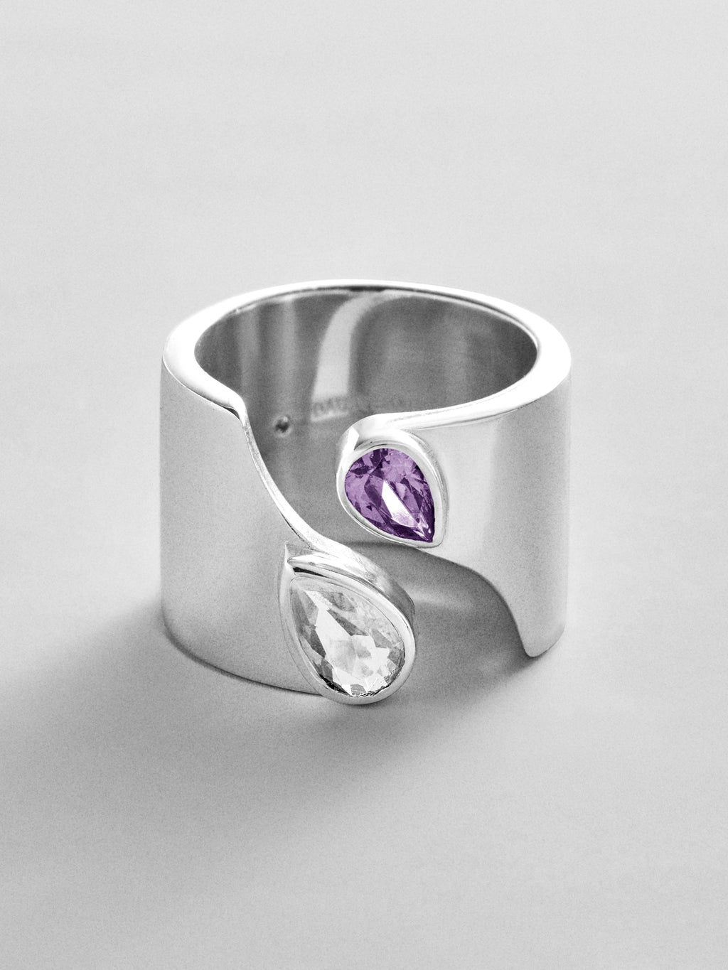Open Band Custom Birthstone Ring  - Silver
