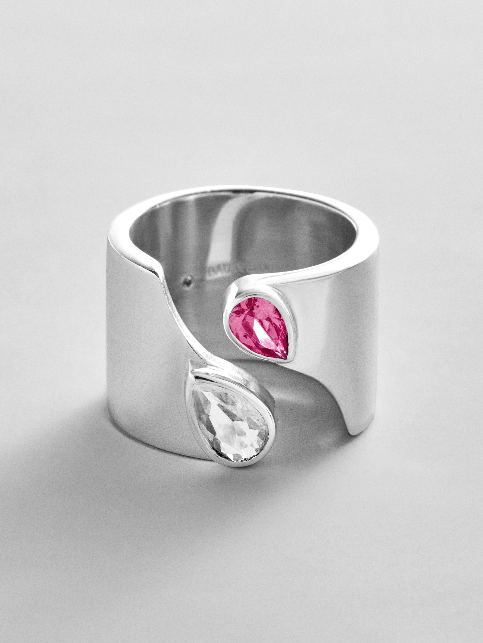 Open Band Custom Birthstone Ring  - Silver
