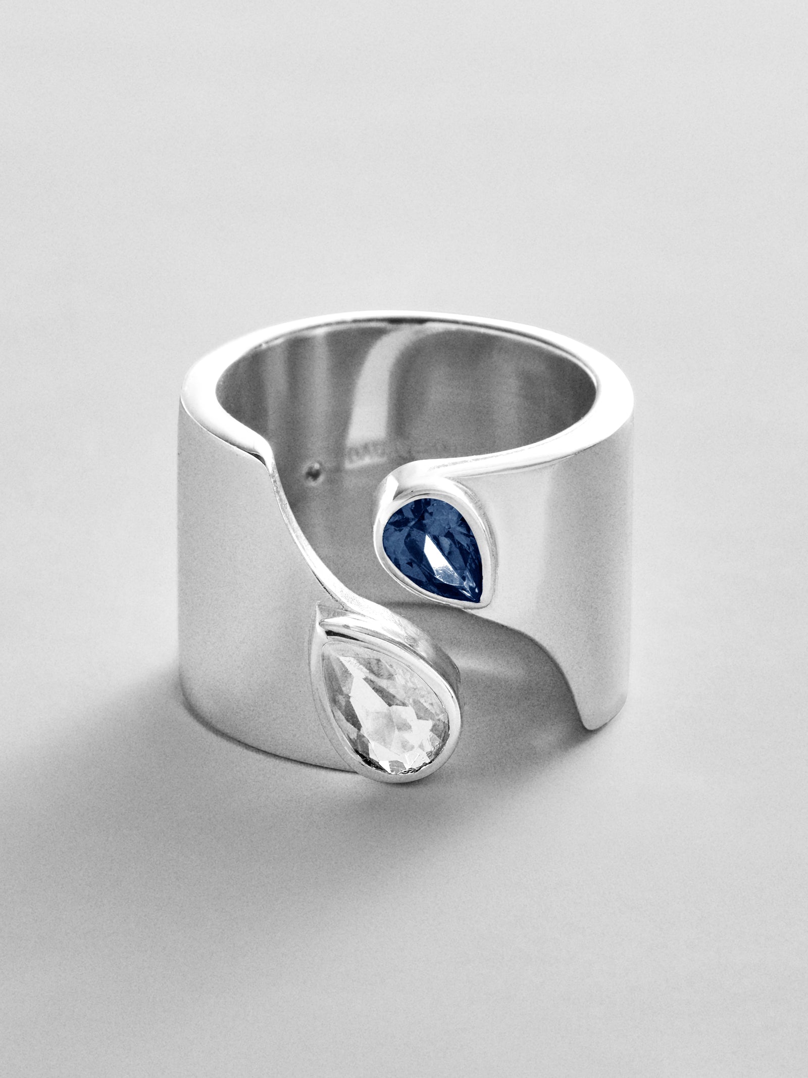 Open Band Custom Birthstone Ring  - Silver