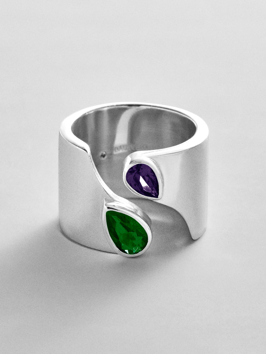 Open Band Custom Birthstone Ring  - Silver